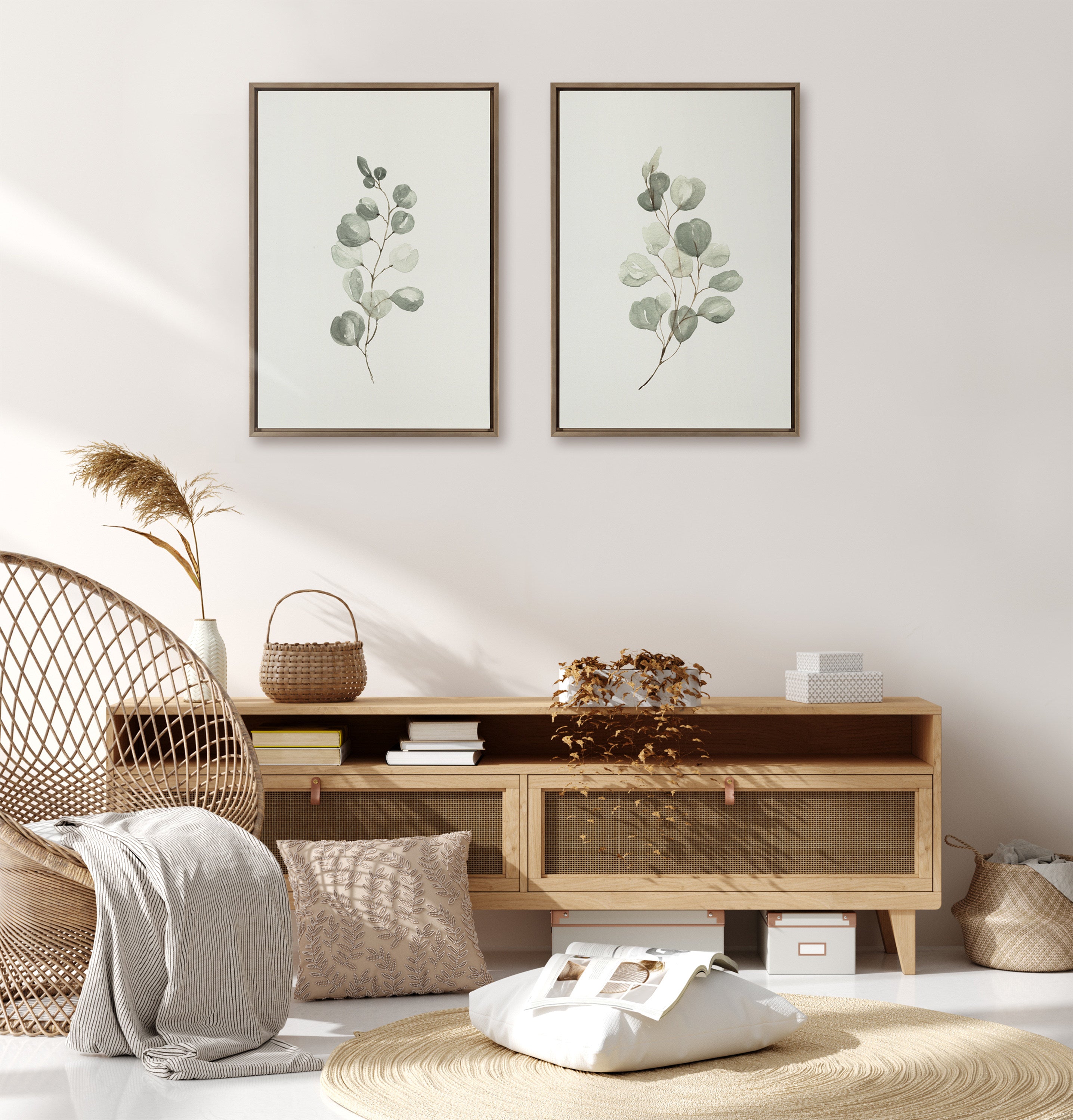 Sylvie Eucalyptus Framed Canvas Set by Maja Mitrovic of Makes My Day Happy