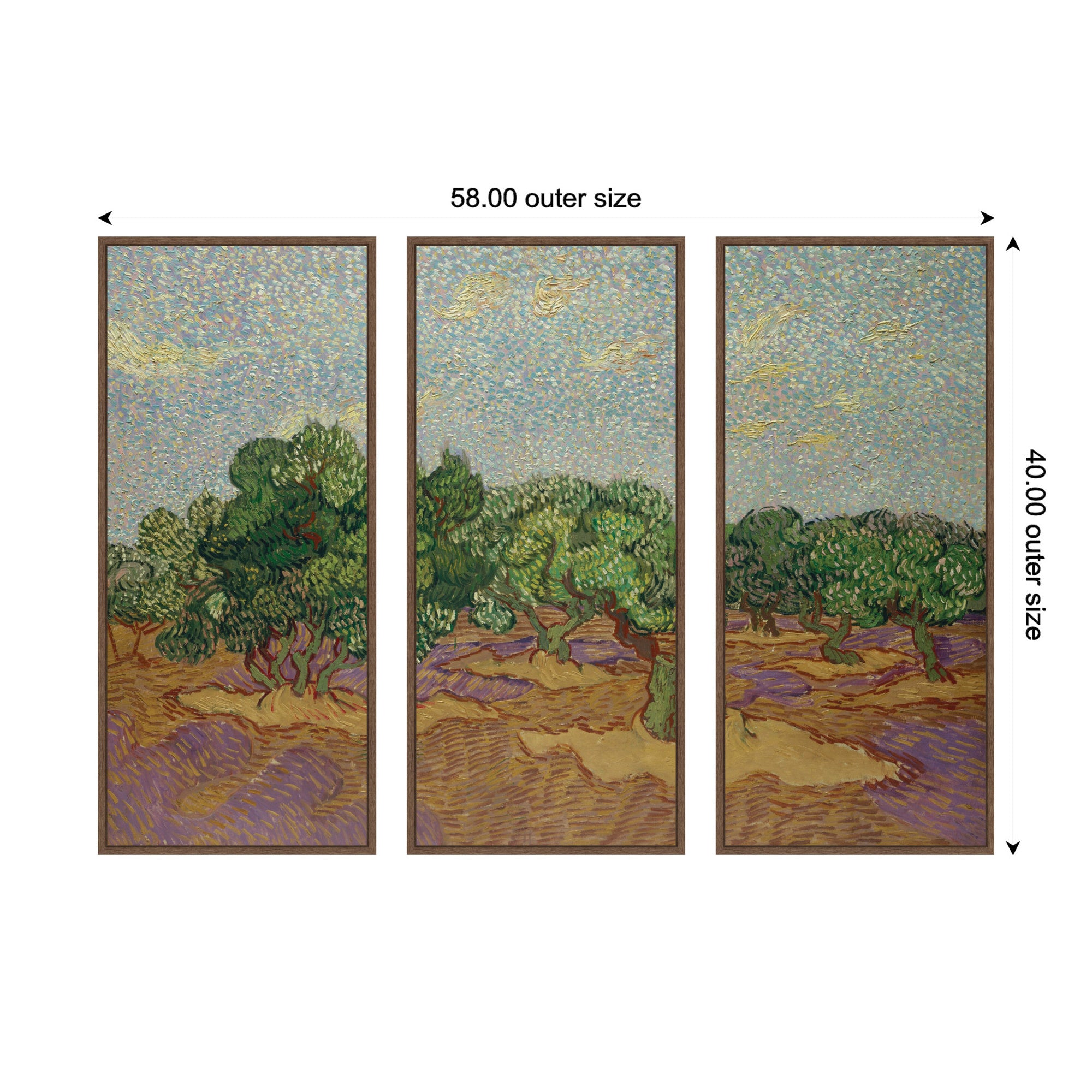 Art Set 3 Piece Set 18x40 Sylvie Walnut 2