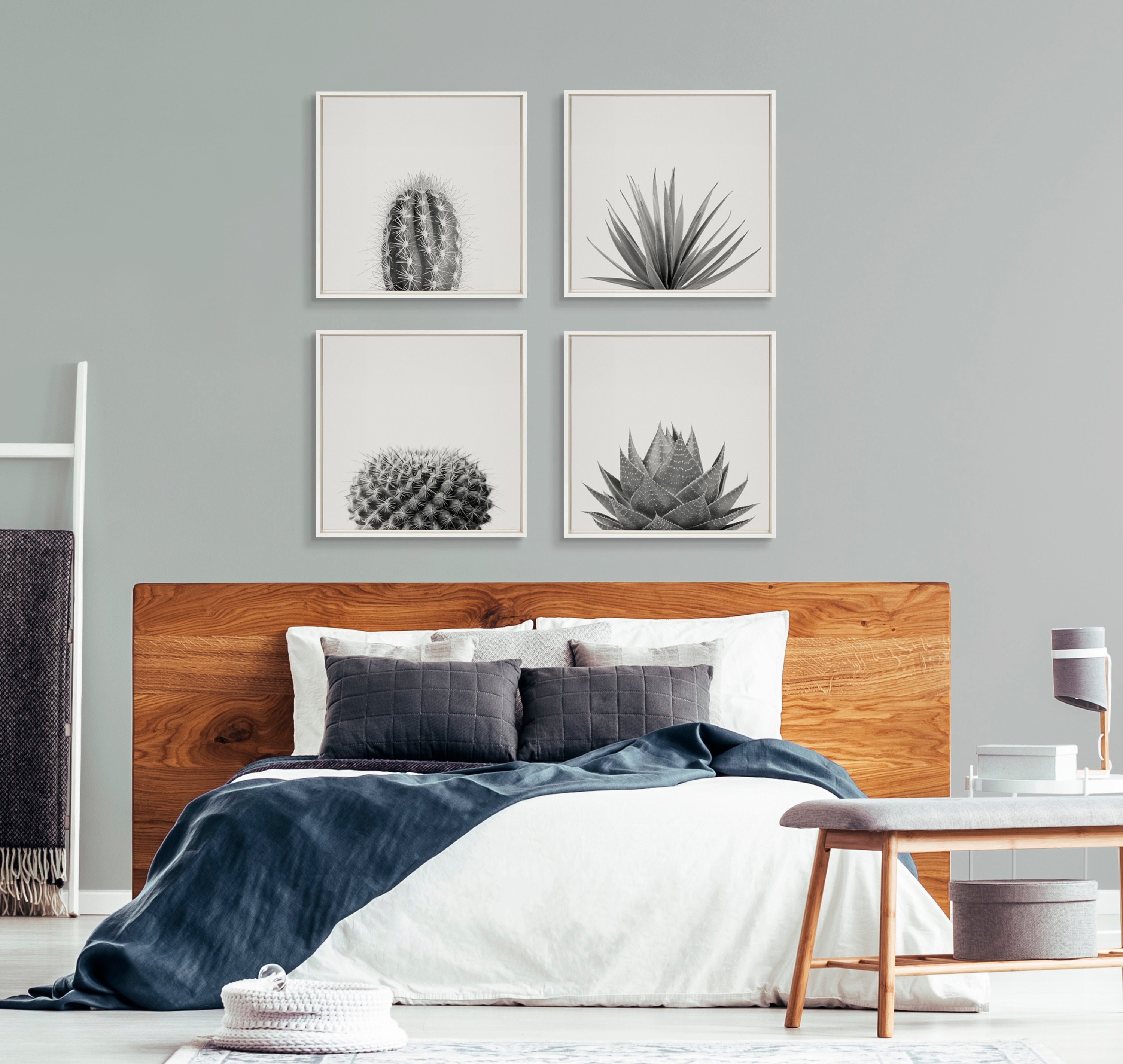 Sylvie Haze Succulent Cactus Short Framed Canvas by The Creative Bunch Studio