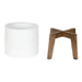 Freestanding Planter White Natural 11" Diameter 4