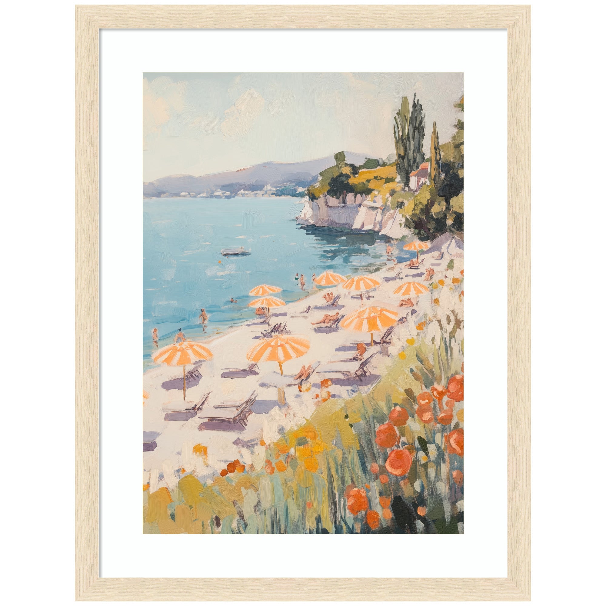 Sunny Beach Day by Melloi Art Prints Framed Wall Art Print