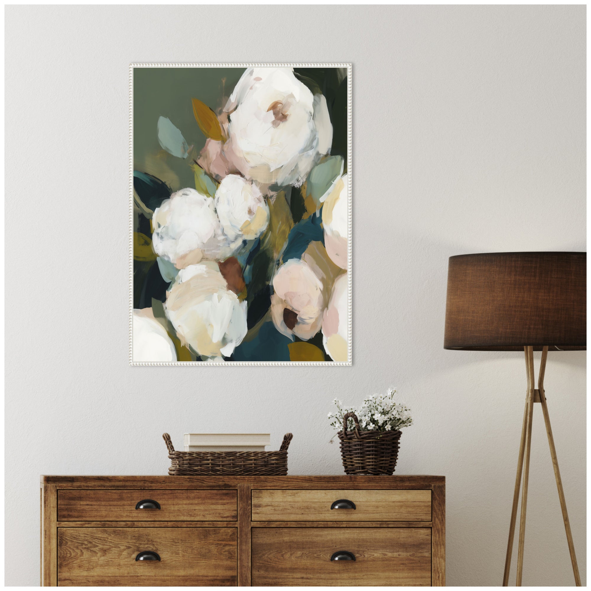Framed Canvas 28x38 Sylvie Beaded White 5