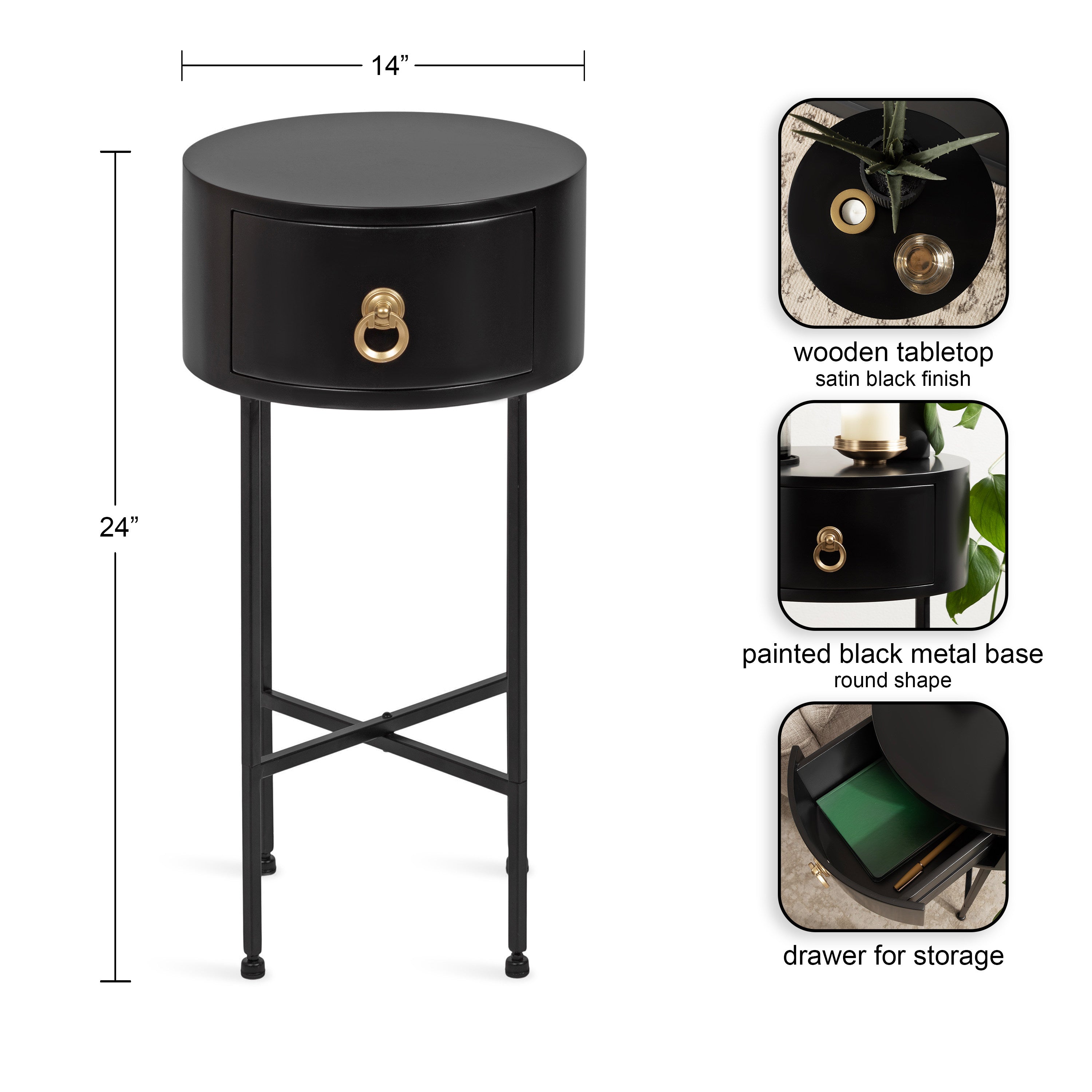Decklyn Glam Round Side Table