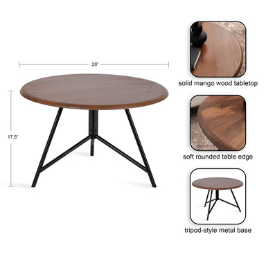 Coffee Table Walnut Brown Black 28x28x18 2