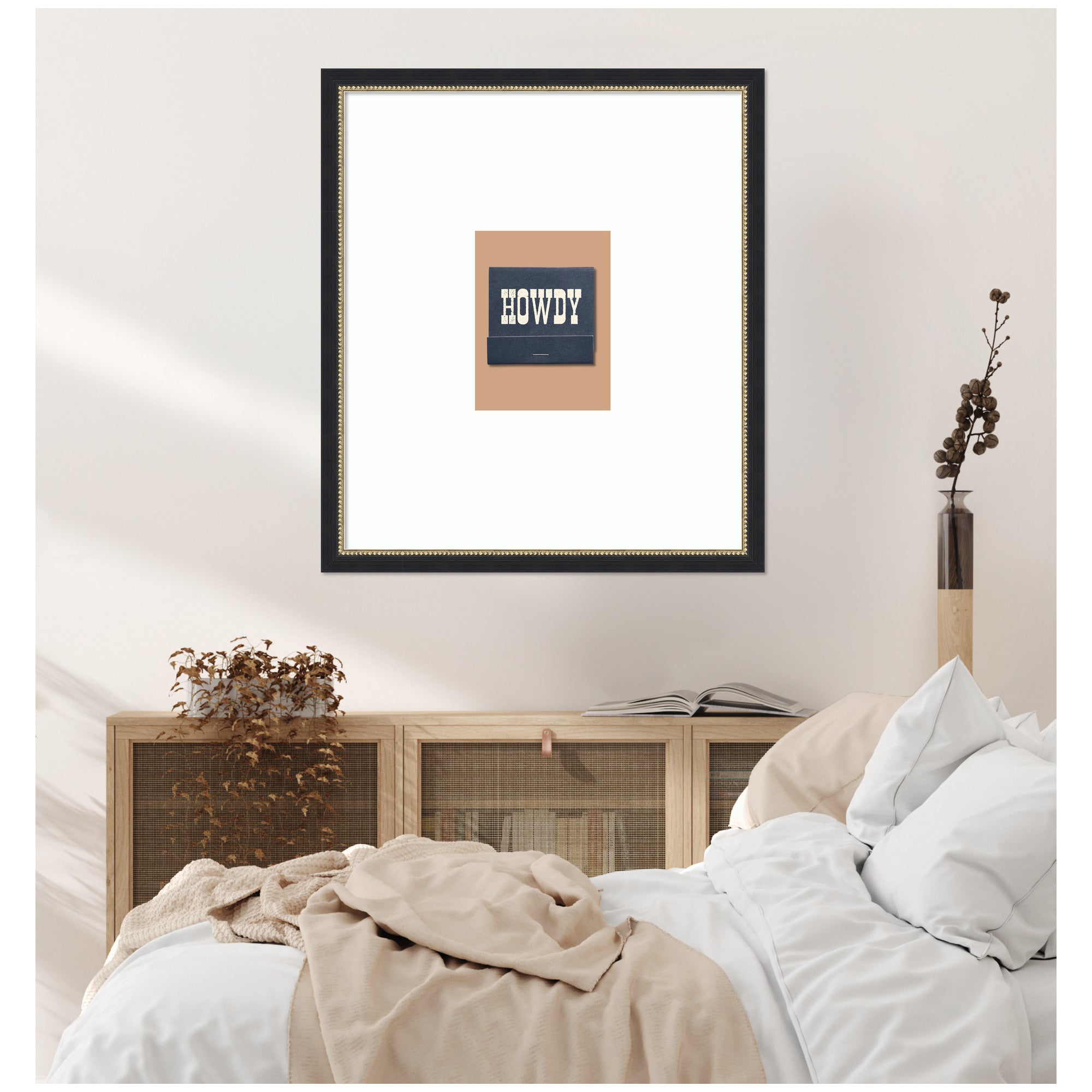 Howdy Matchbook Blue by Megan Ryan Framed Wall Art Print