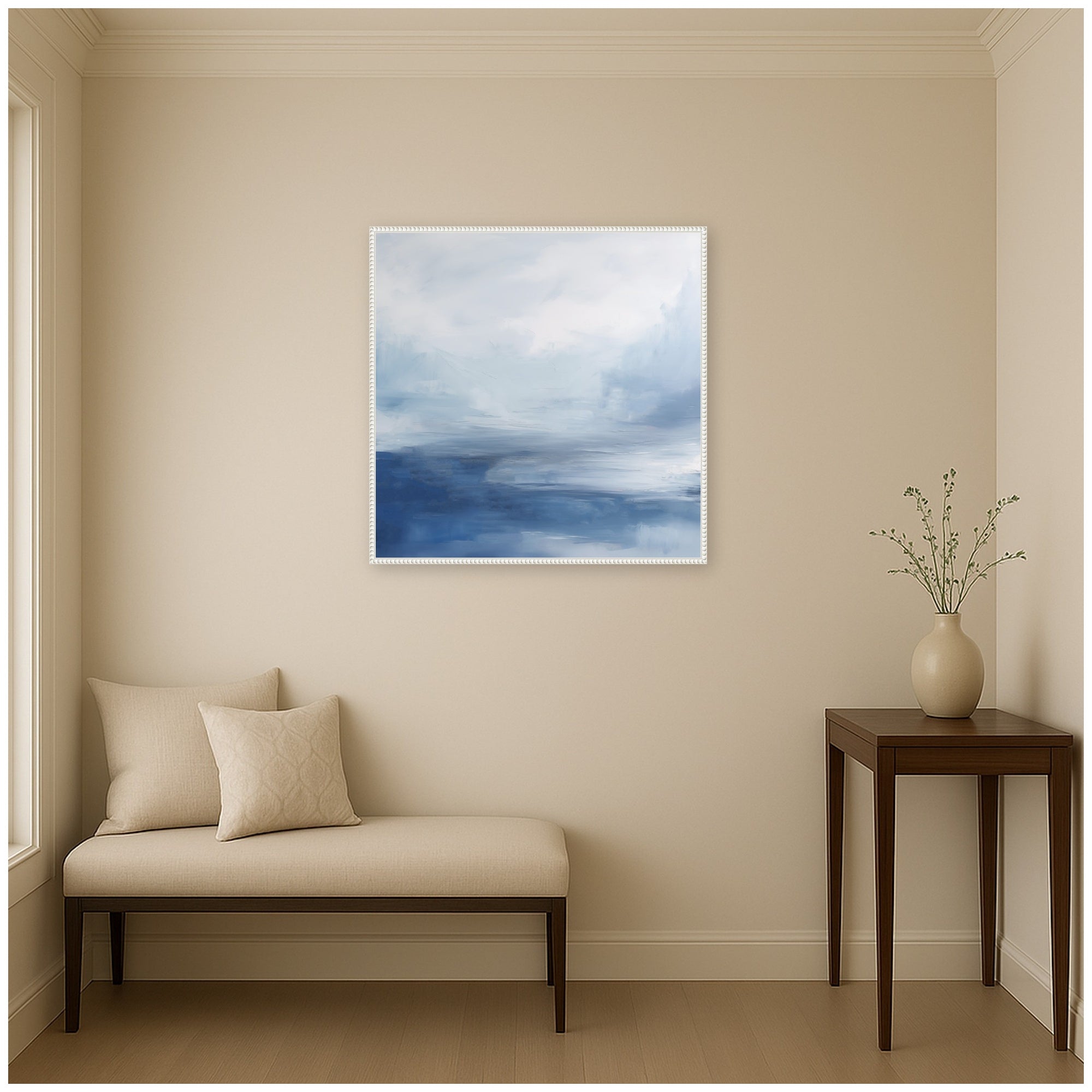 Framed Canvas 30x30 Sylvie Beaded White 5