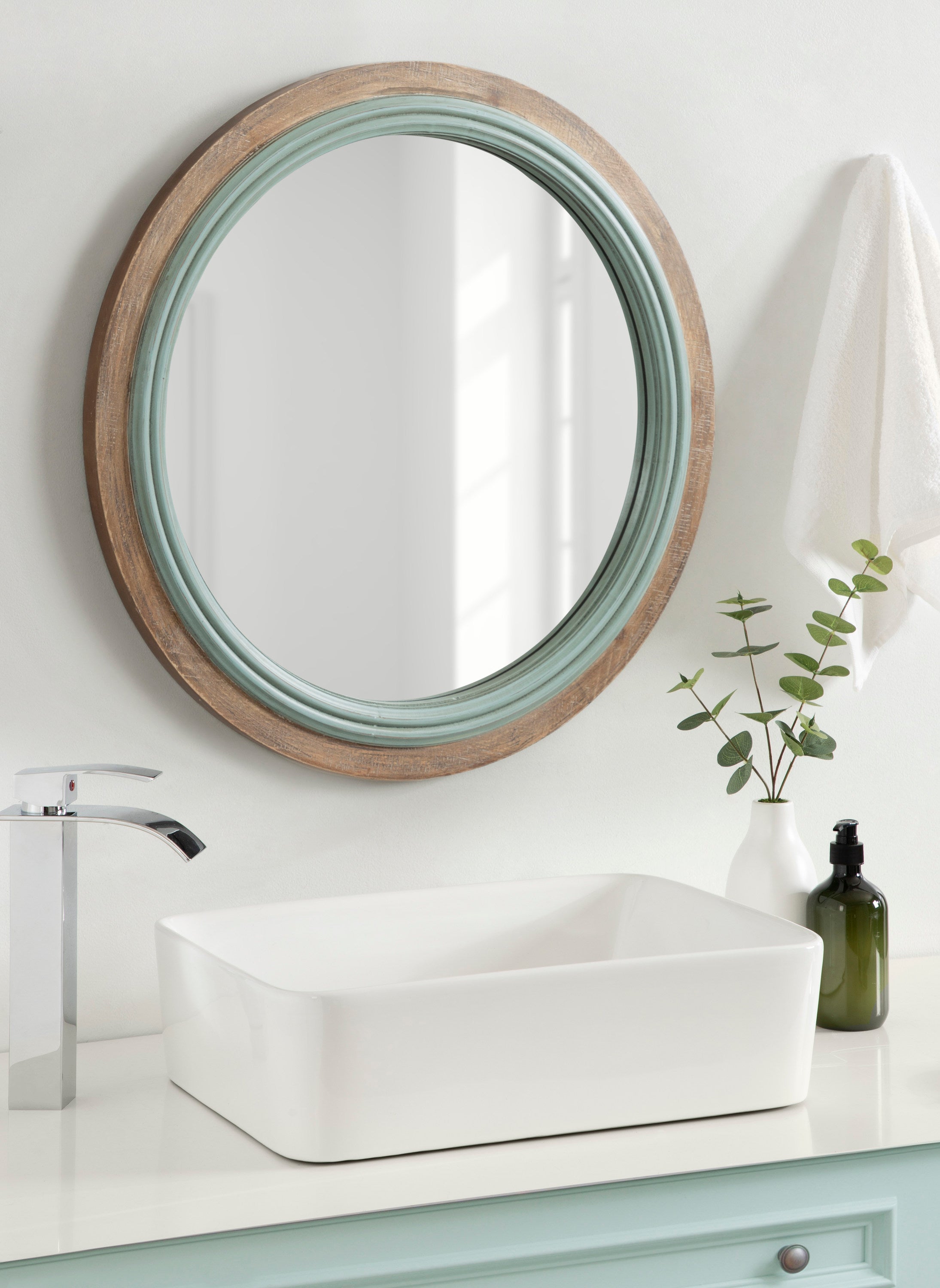 Round Mirror Blue 26" Diameter 7