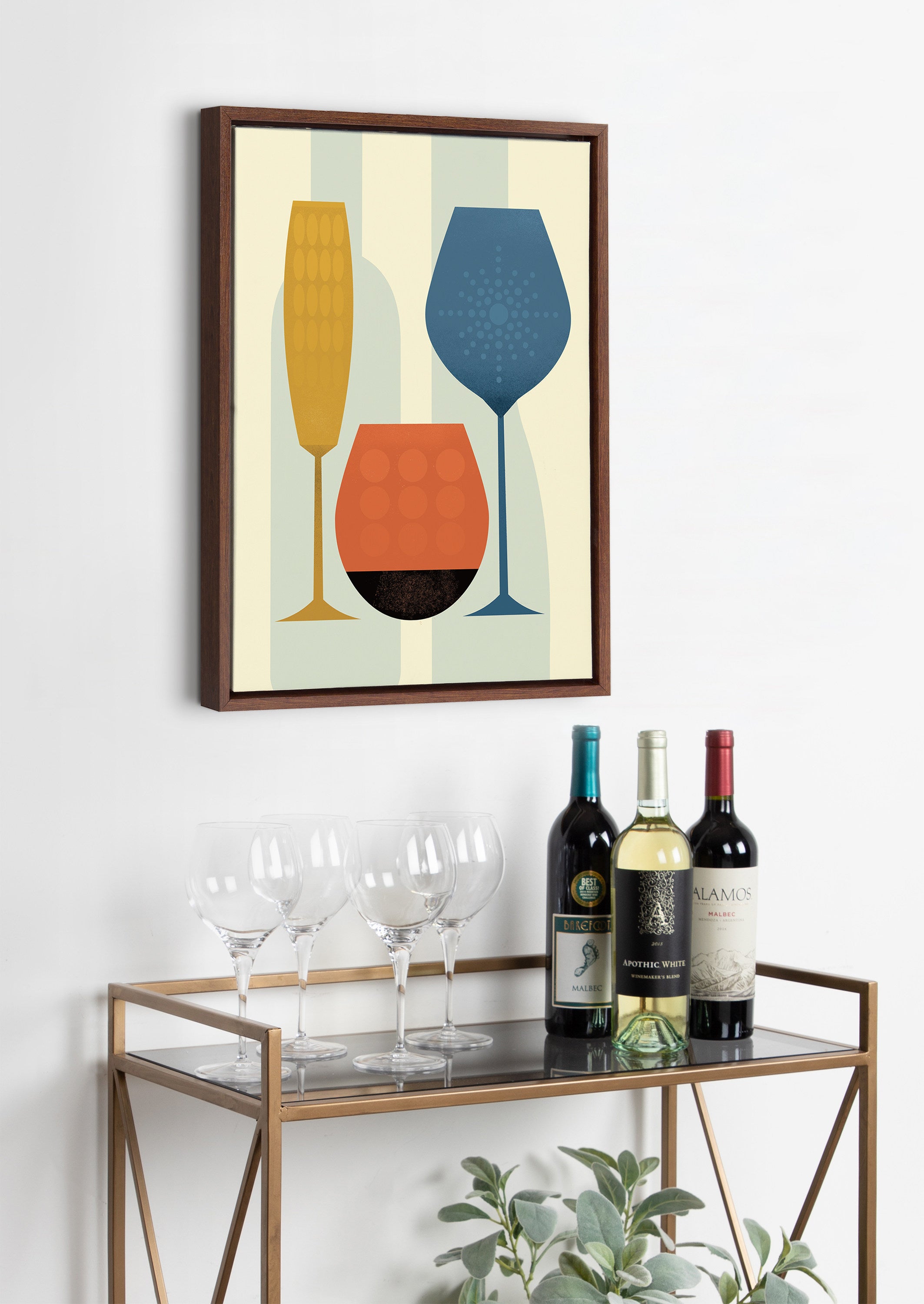 Sylvie Wine Framed Canvas by Amber Leaders Designs
