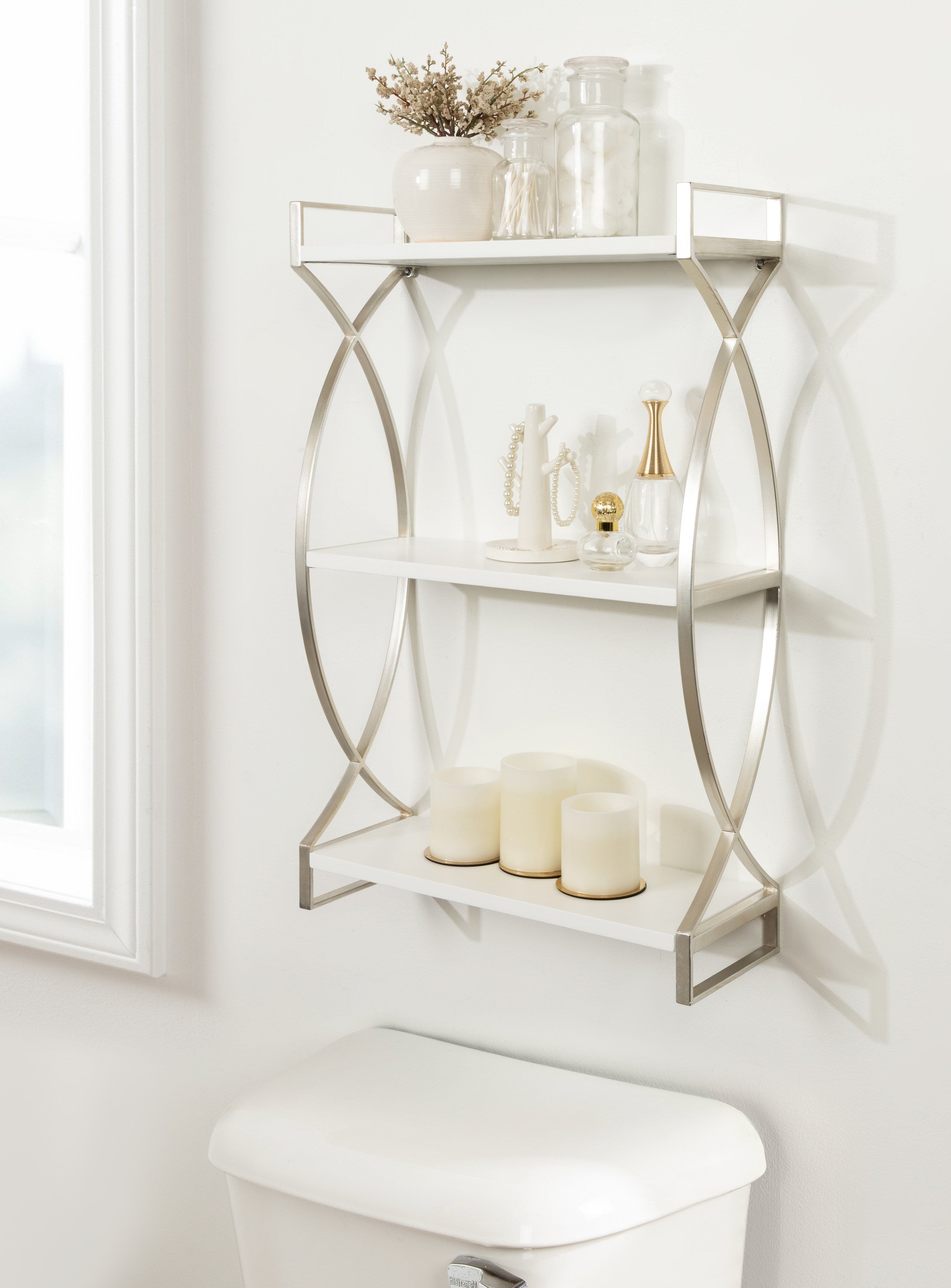 Accent Shelf 18x7x28 Silver White 6