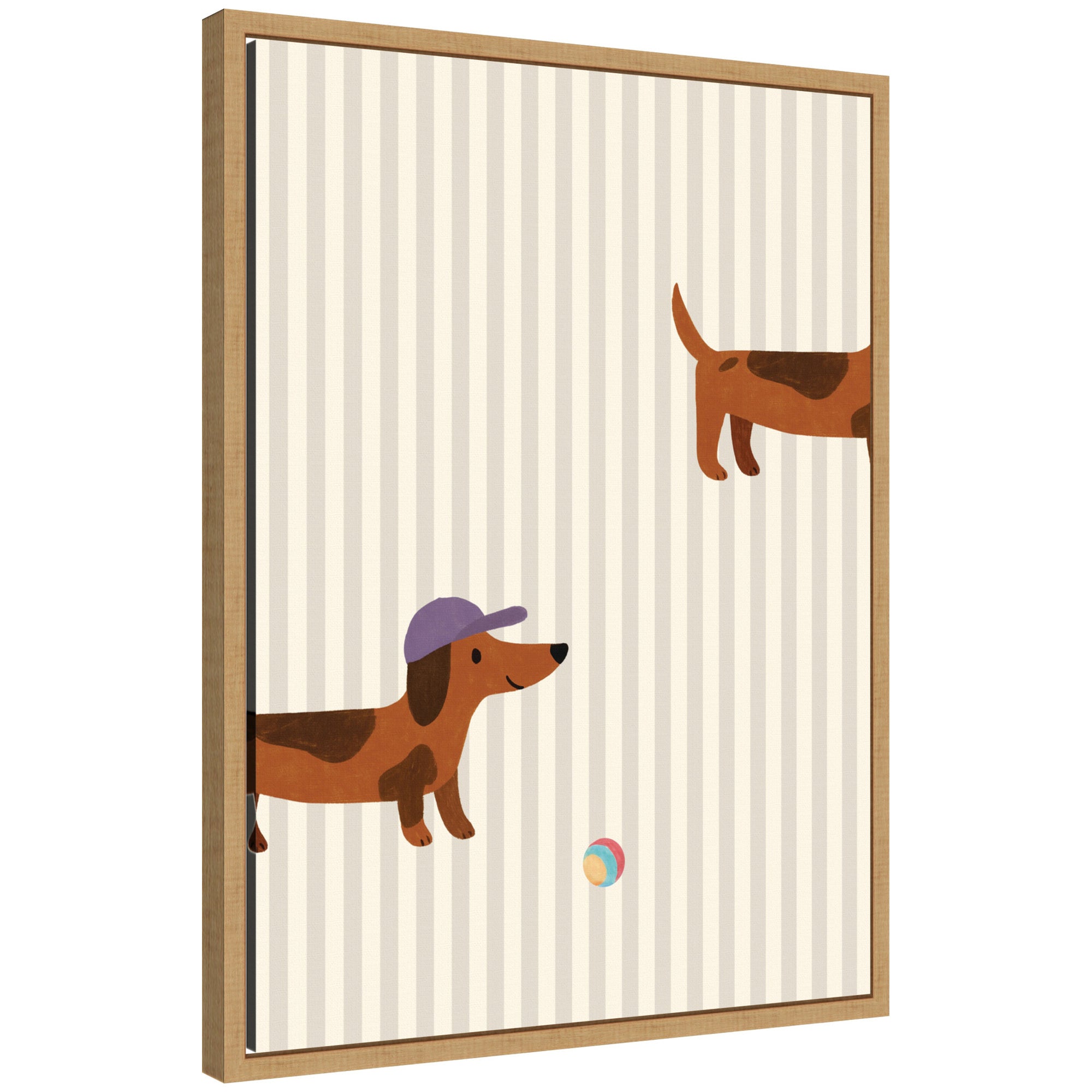Playful Dachshund Puppy Striped by Laura Moss Framed Canvas Wall Art Print