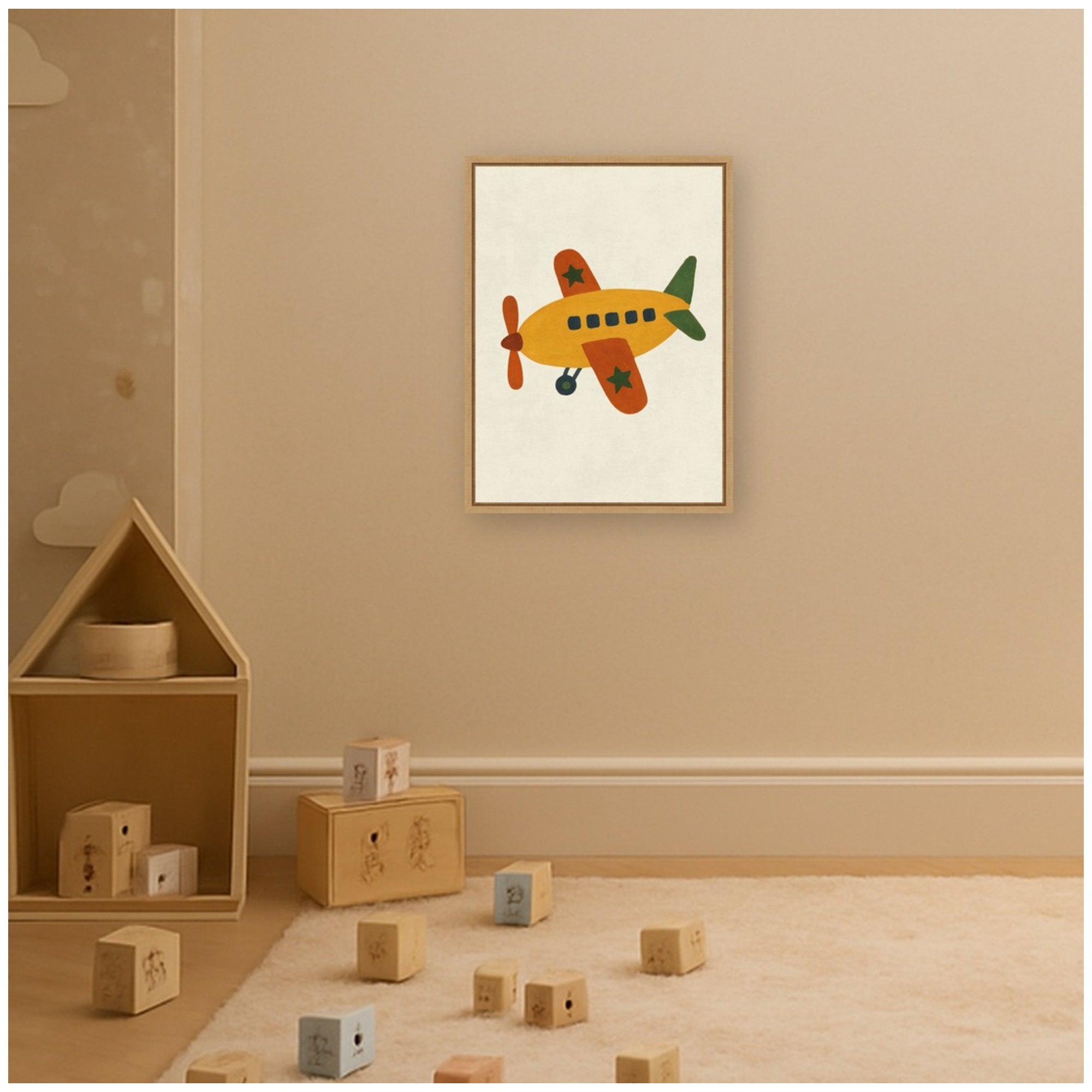 Kids Plane by Laura Moss Framed Canvas Wall Art Print
