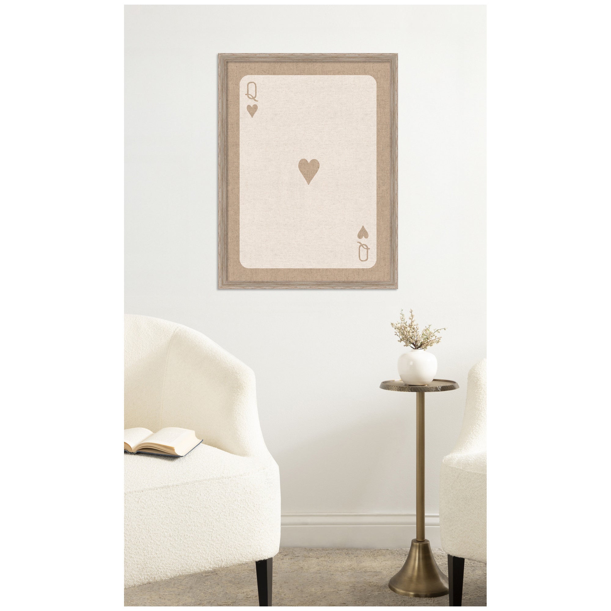 Framed Fabric Pinboard Queen of Hearts Linen Texture Wall Organization