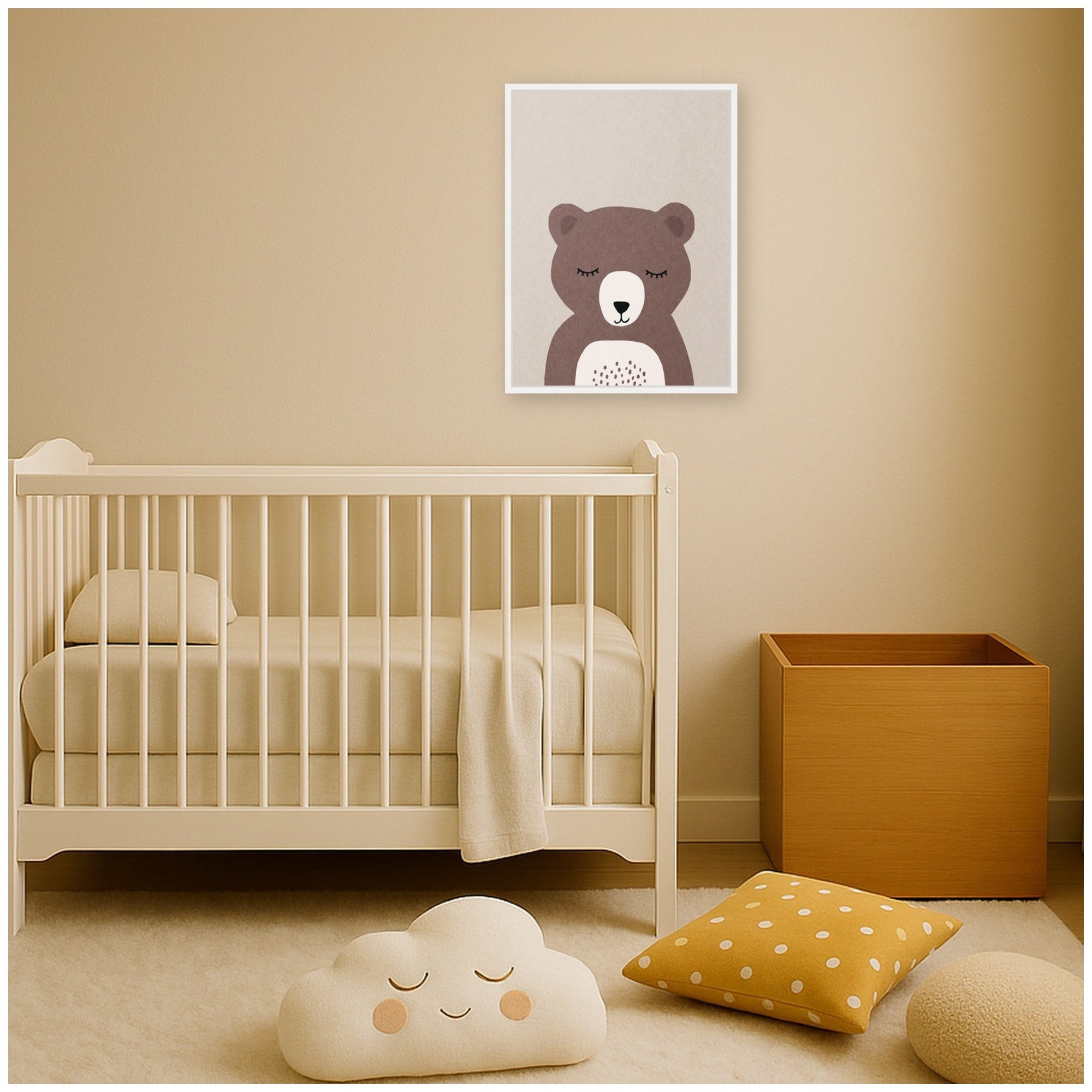 Bear by July Art Prints Framed Canvas Wall Art Print