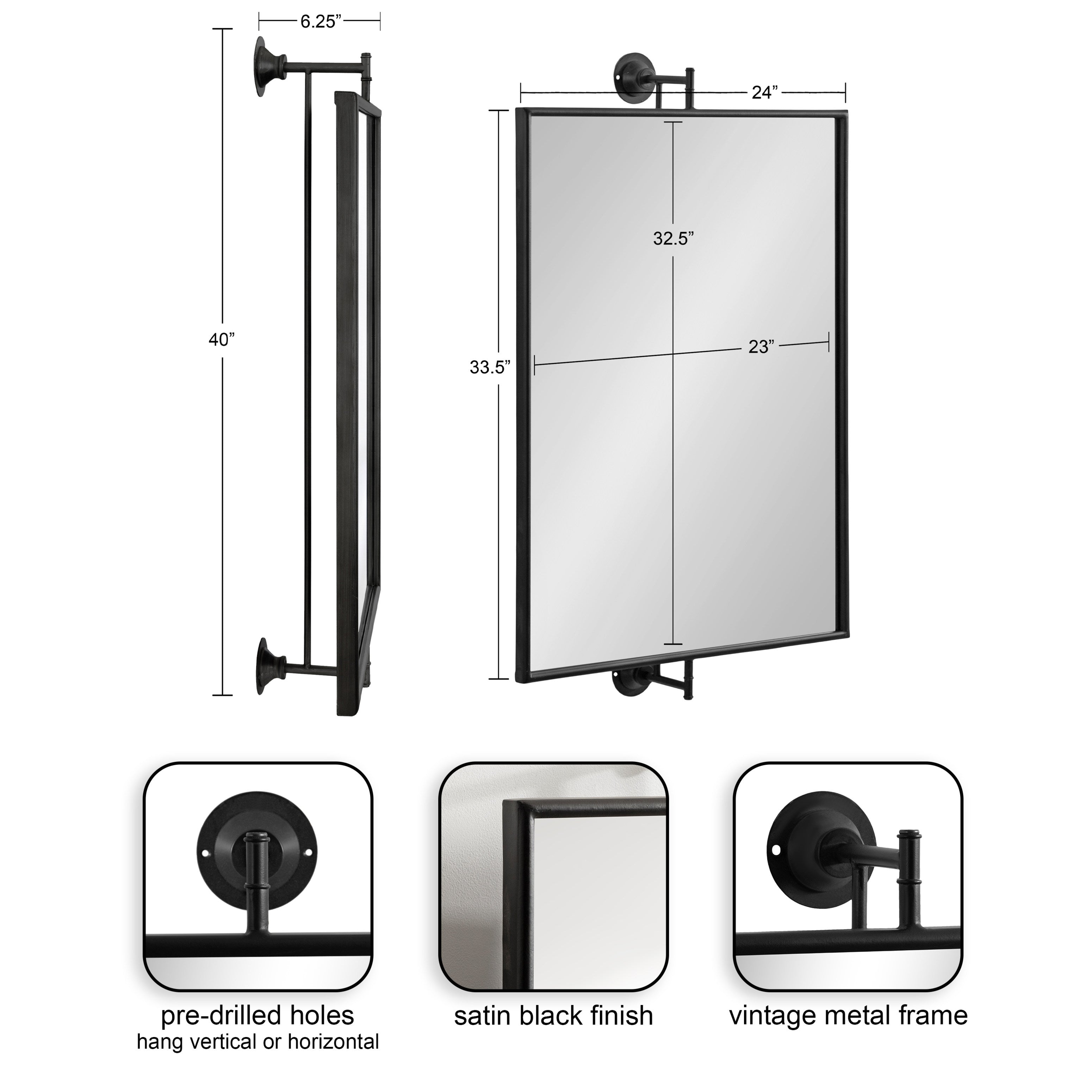 Functional Mirror 24x40 Black 2