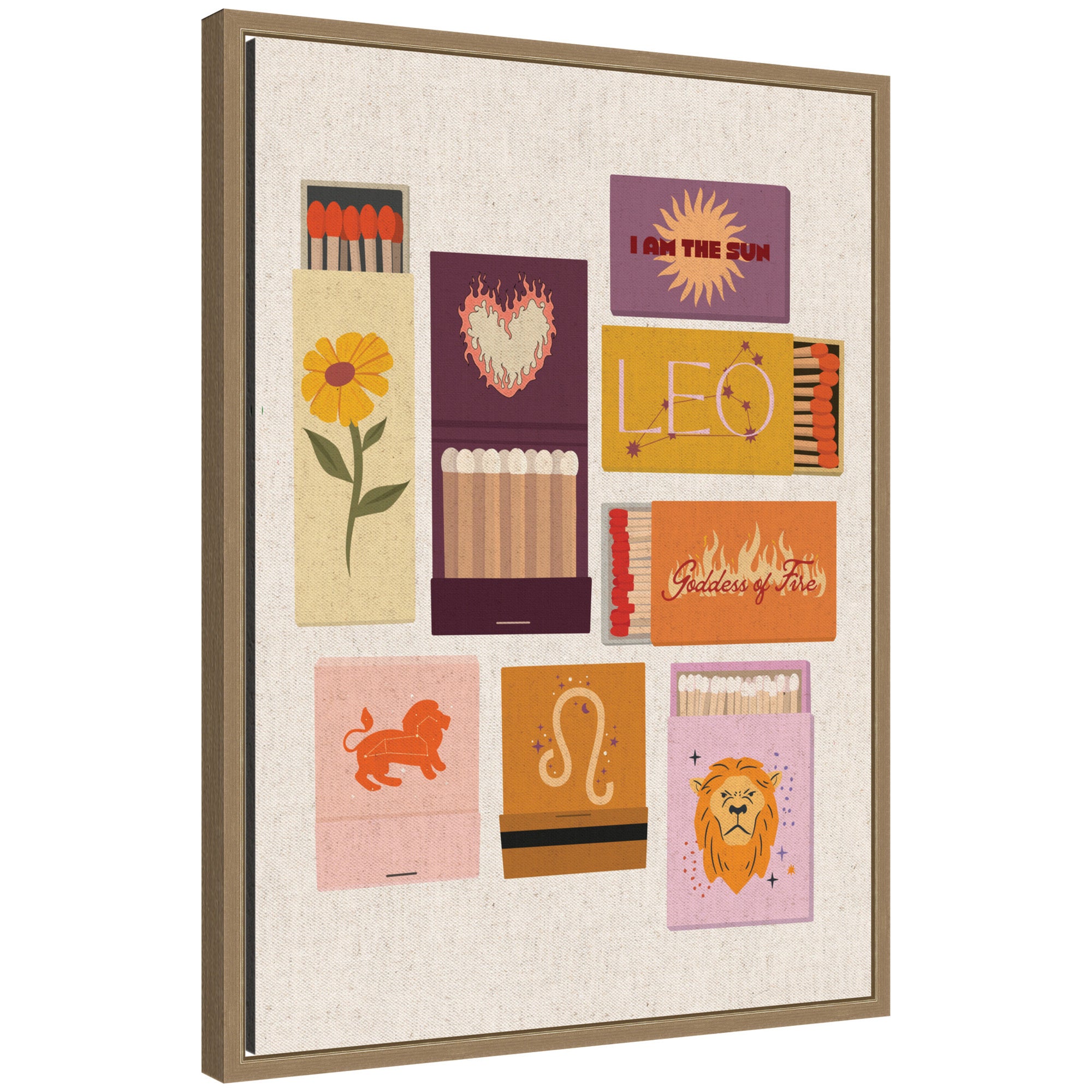 Leo Matchbooks Linen FC by Megan Ryan Framed Canvas Wall Art Print