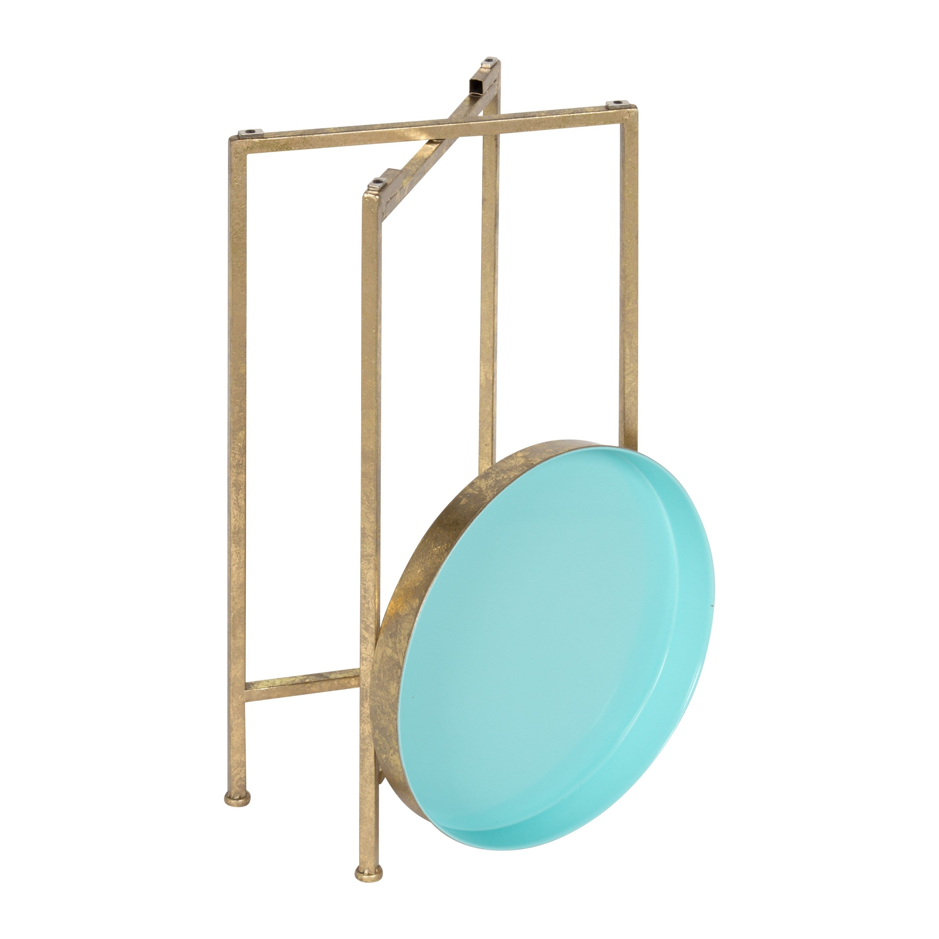 Tea Table Gold Light Teal 14x14x26 4