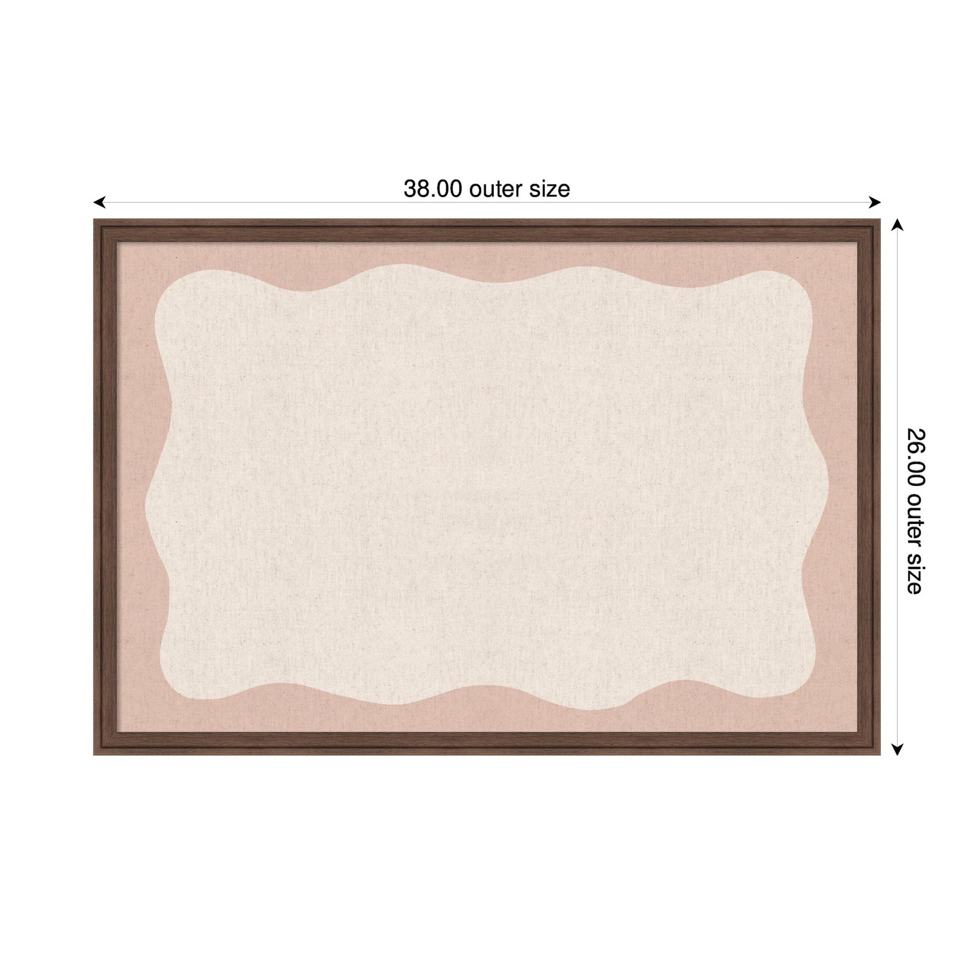 Framed Fabric Pinboard Wavy Linen Light and Pink Wall Organization