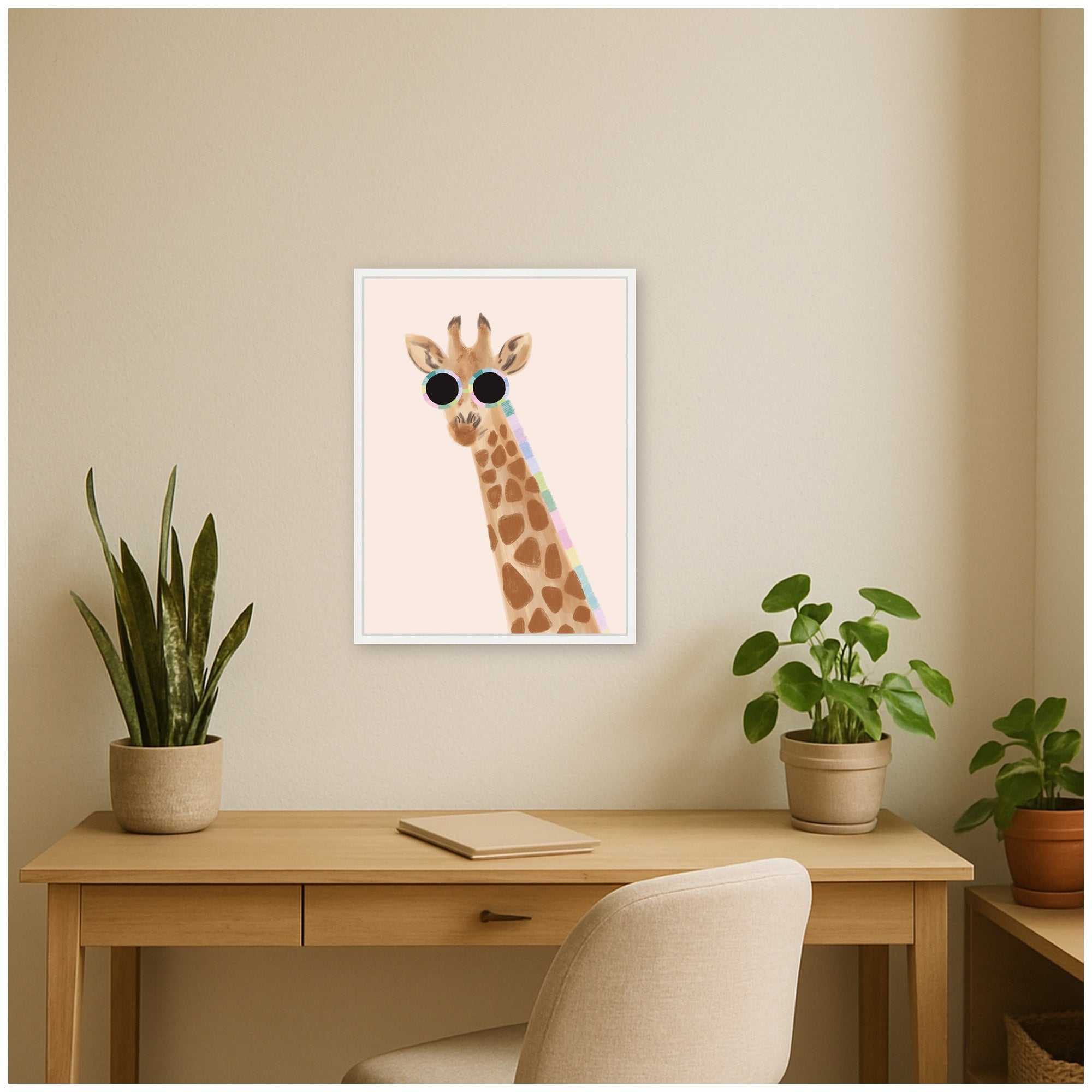 Playful Giraffe by Aislinn Simmonds Duchess Plum Framed Canvas Wall Art Print