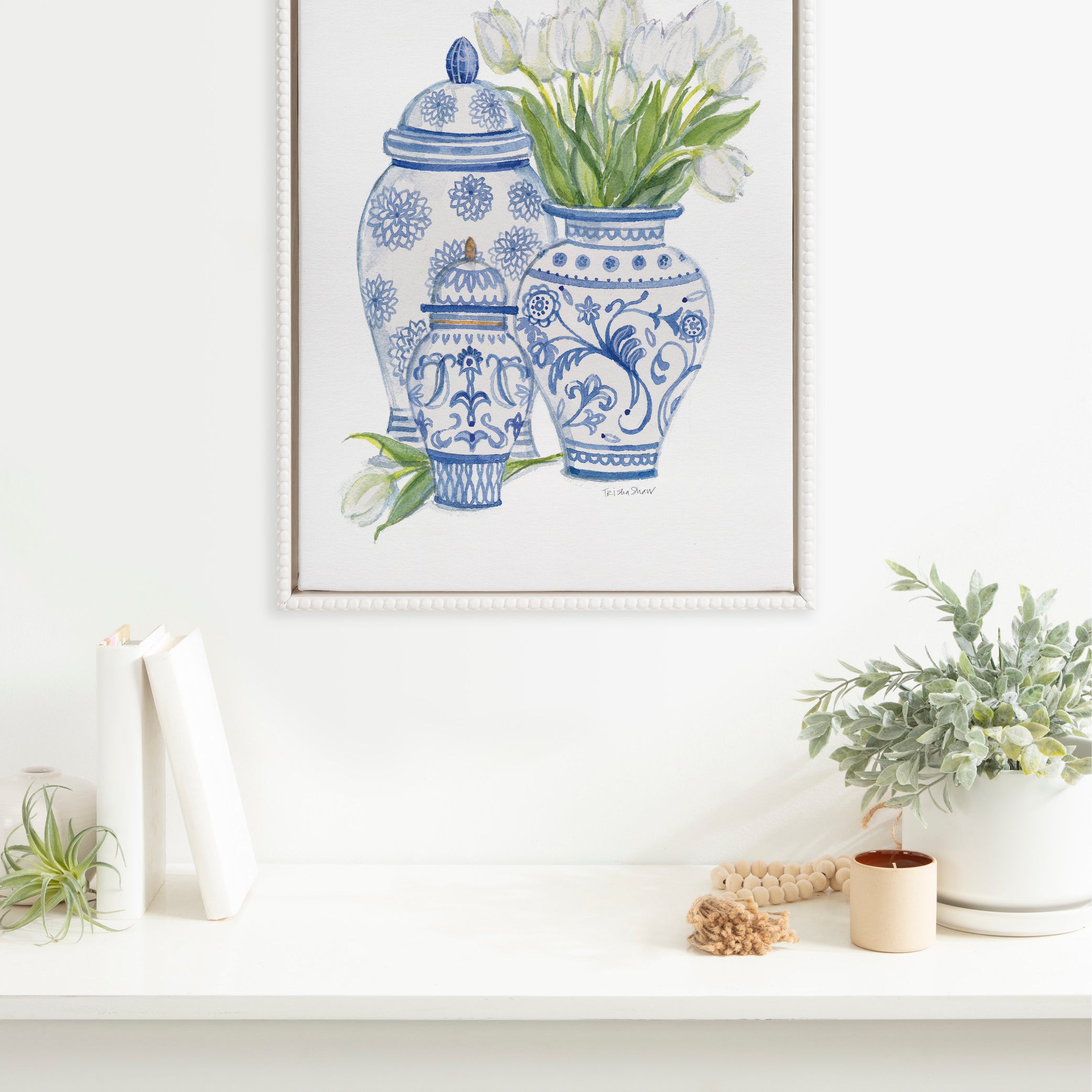 Framed Canvas 18x24 Sylvie Beaded White 4