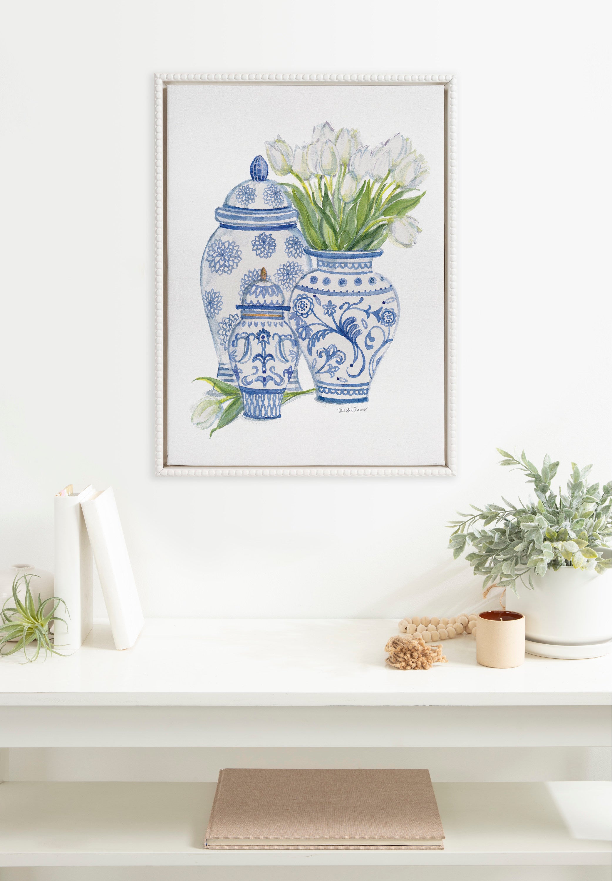 Framed Canvas 18x24 Sylvie Beaded White 4