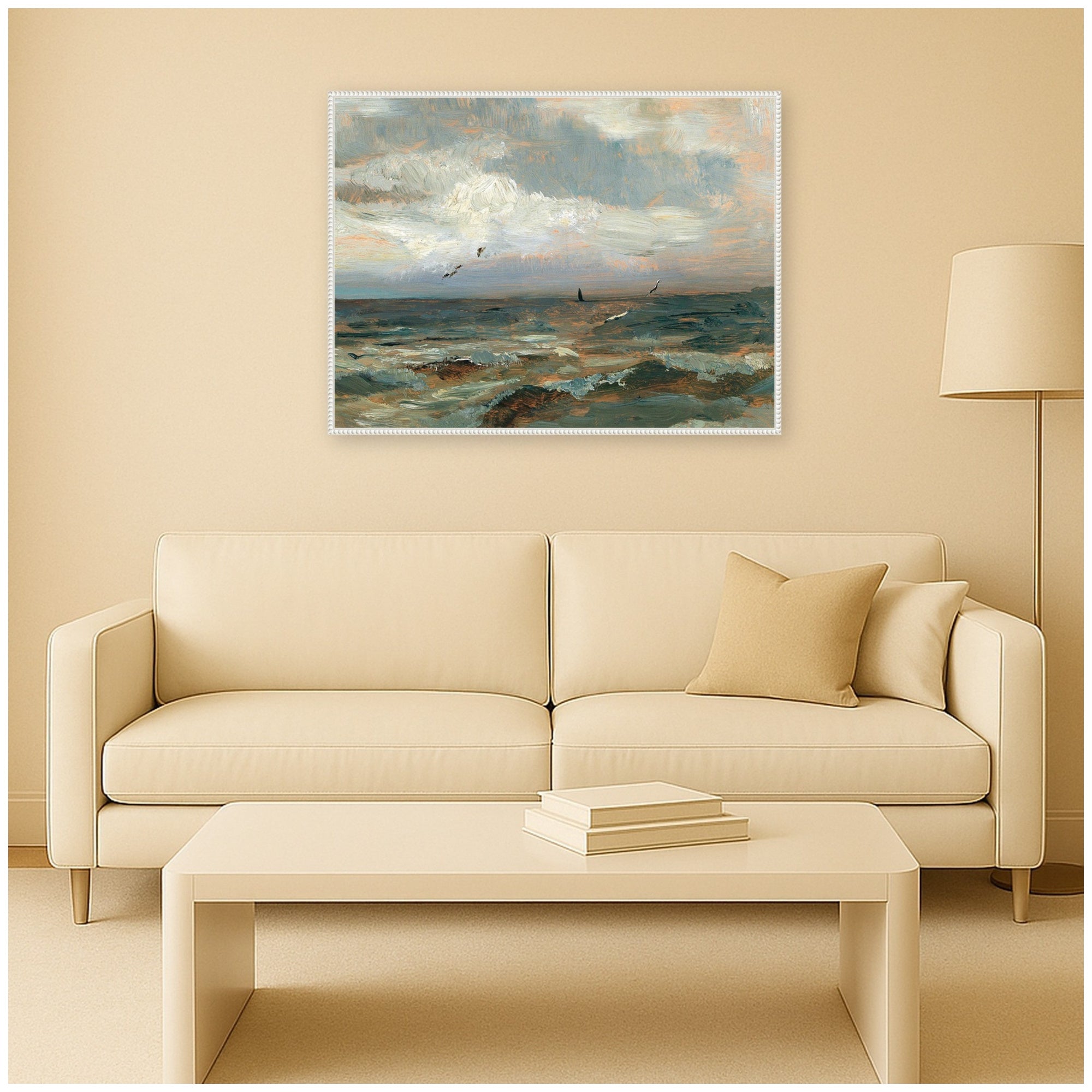 Framed Canvas 42x32 Sylvie Beaded White 6