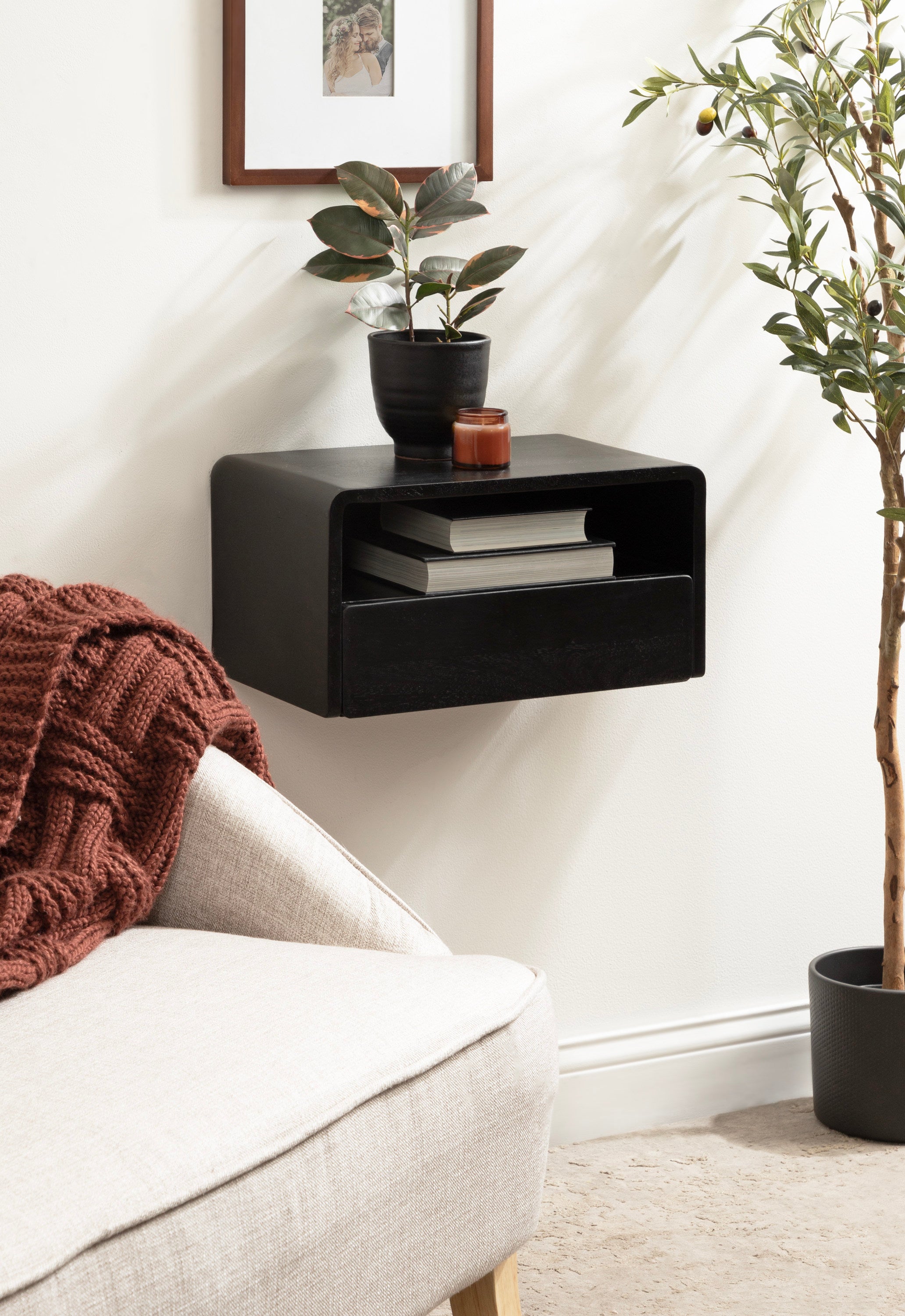 Floating Side Table Black 18x10x9 7