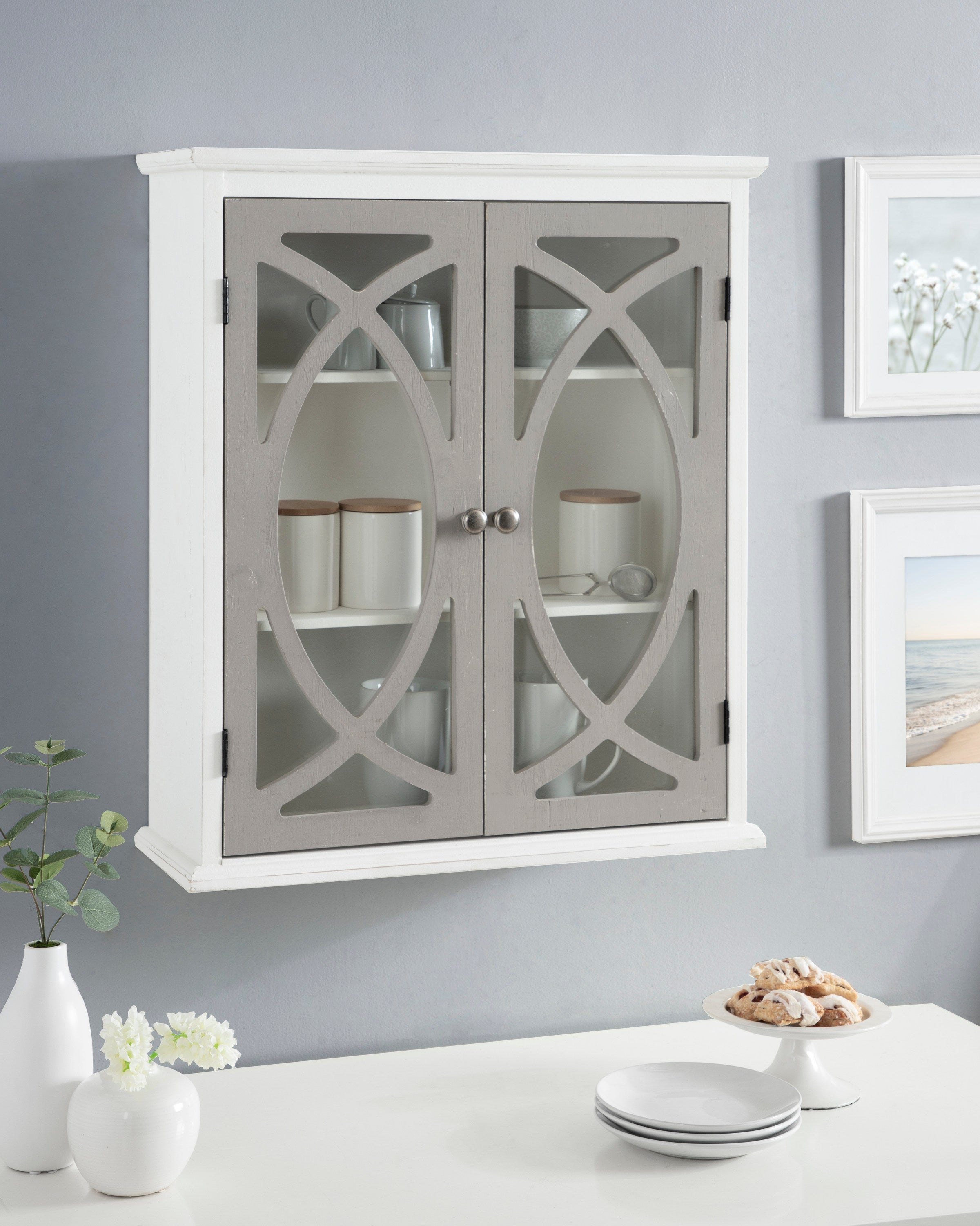 Cabinet 24x8x28 White Gray 7