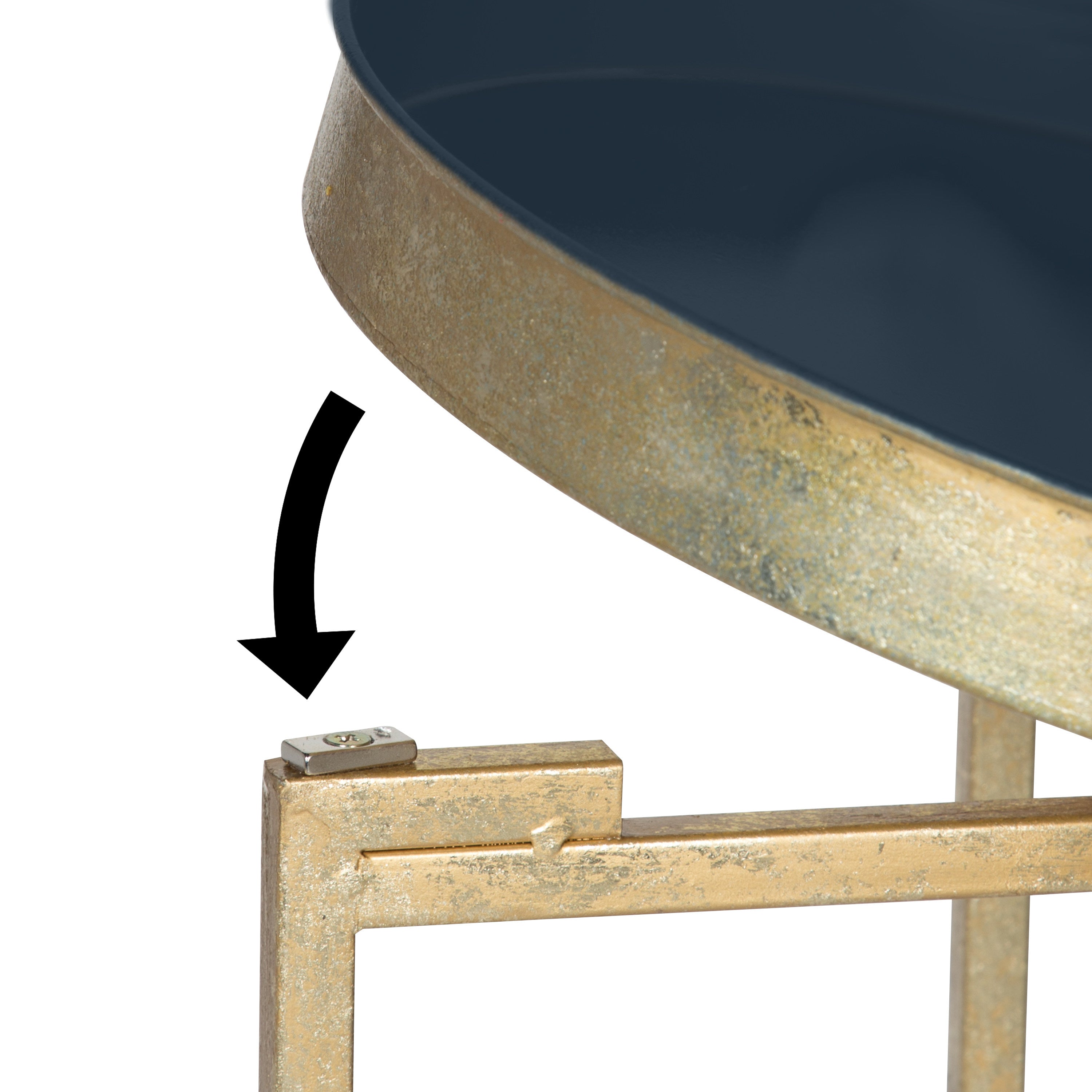 Tea Table Gold Navy Blue 14x14x26 5