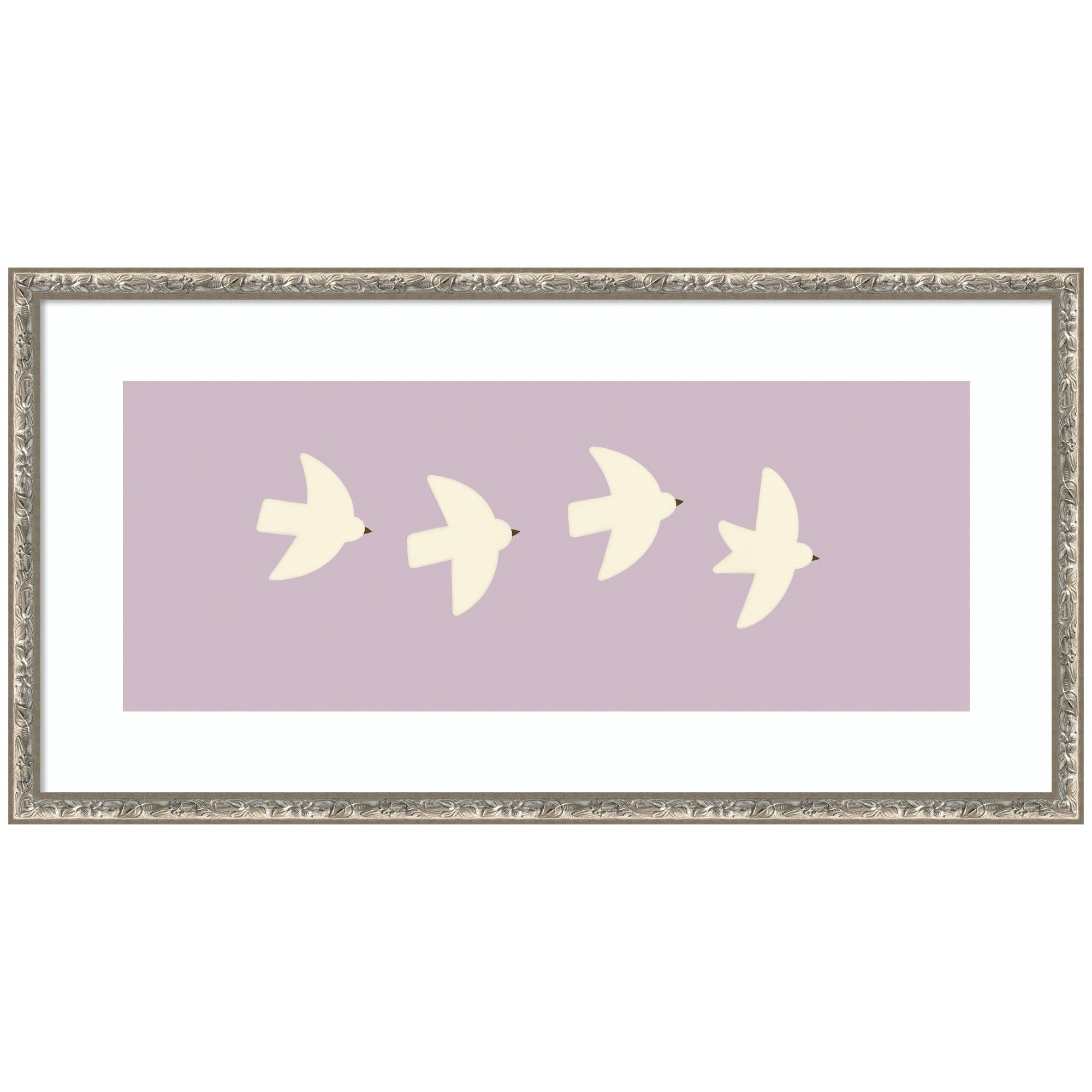 Minimalist Birds Panel 3 Light Purple by Laura Moss Framed Wall Art Print