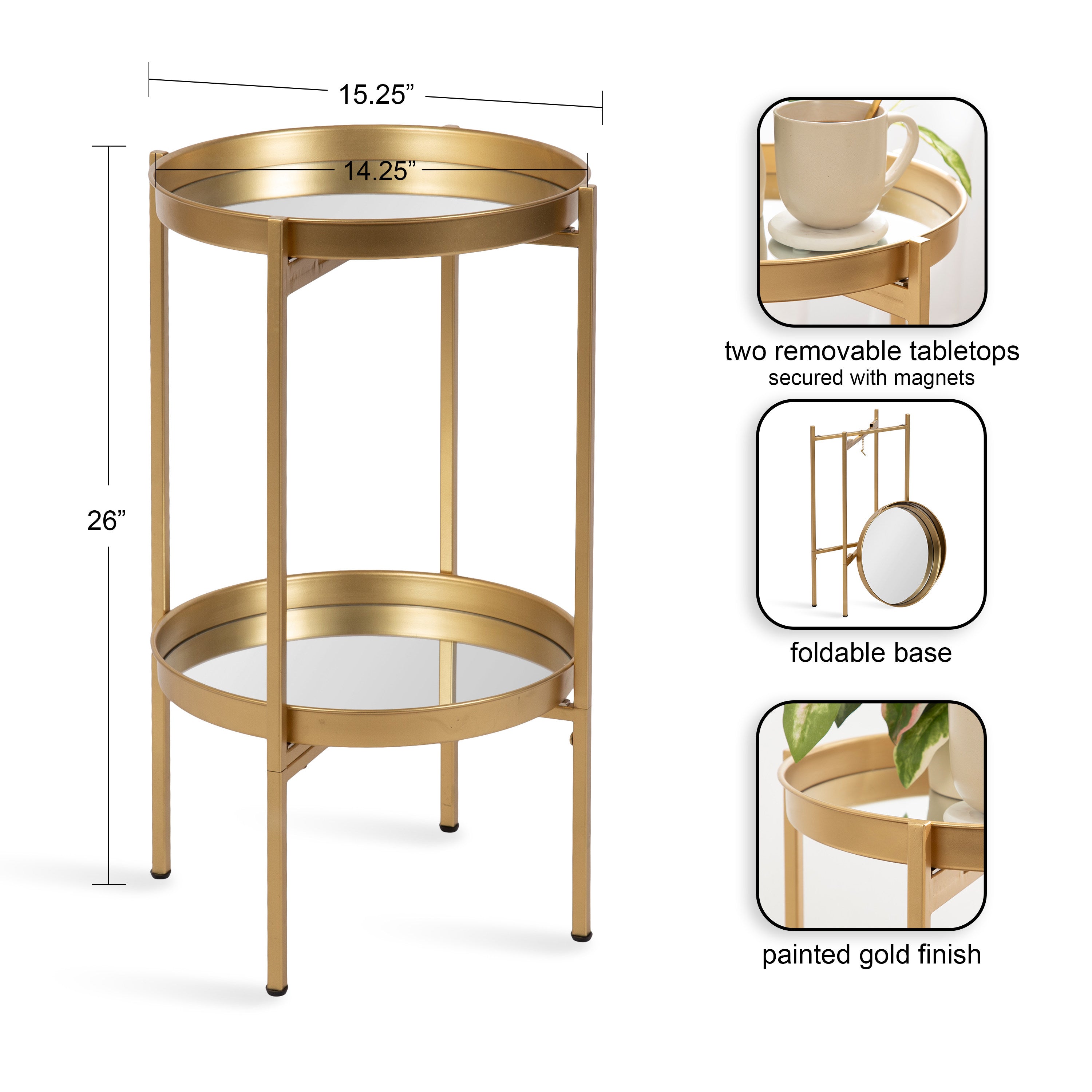 Side Table Gold 16x16x26 2