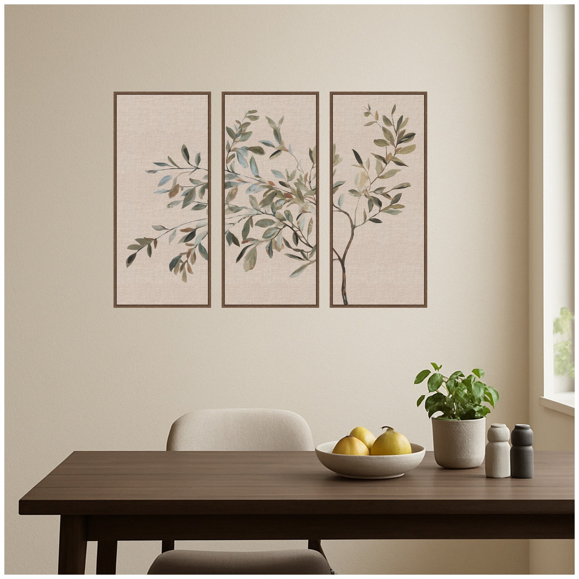 Framed Canvas Sylvie Walnut 3 Piece Set 18x40 6