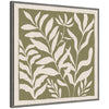 Sylvie Modern Minimalist Botanical Green and Neutral Linen Framed Canvas by The Creative Bunch Studio
