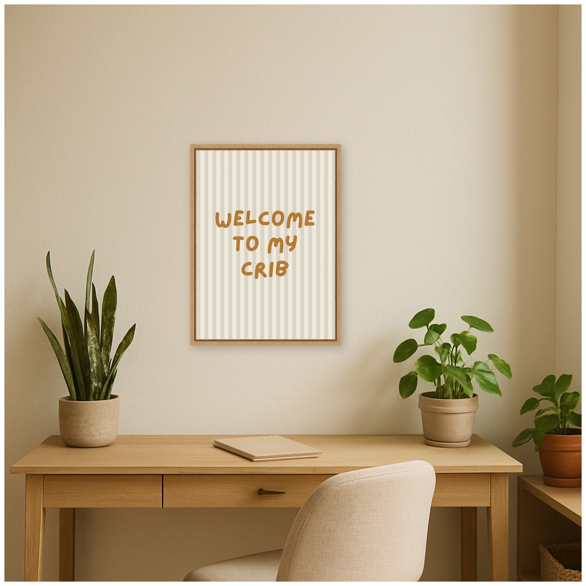 Welcome To My Crib by Laura Moss Framed Canvas Wall Art Print