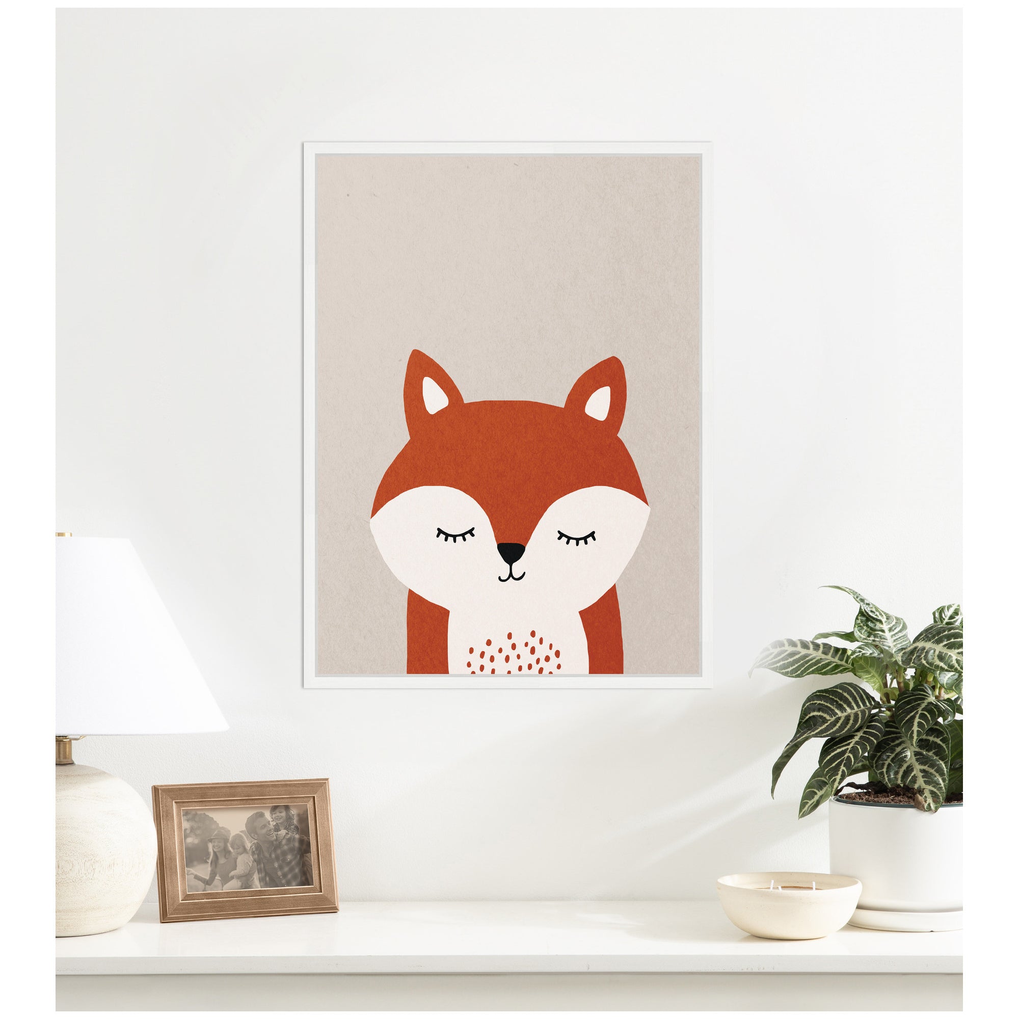 Fox by July Art Prints Framed Canvas Wall Art Print
