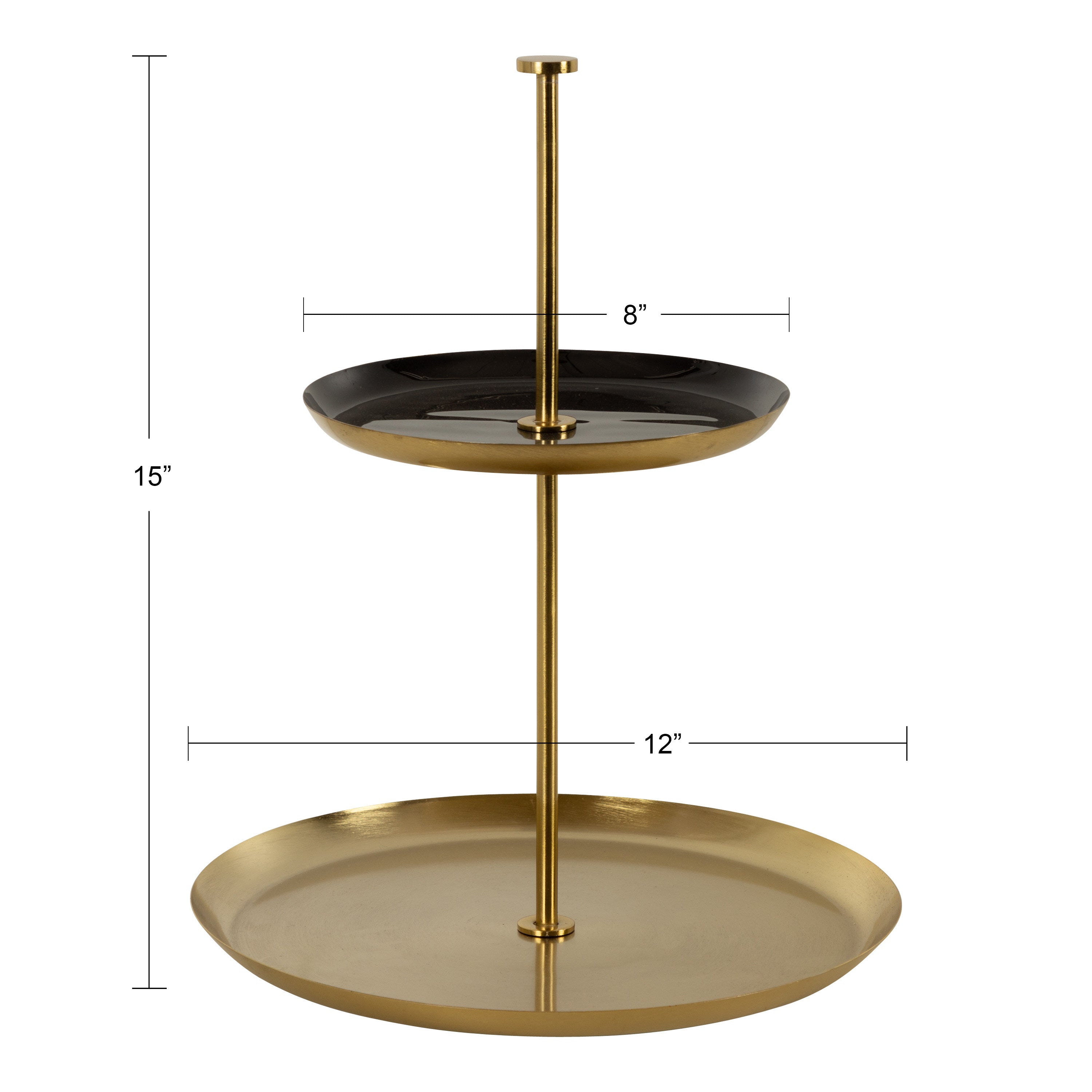 Tiered Tray Black Gold 12x12x15 2