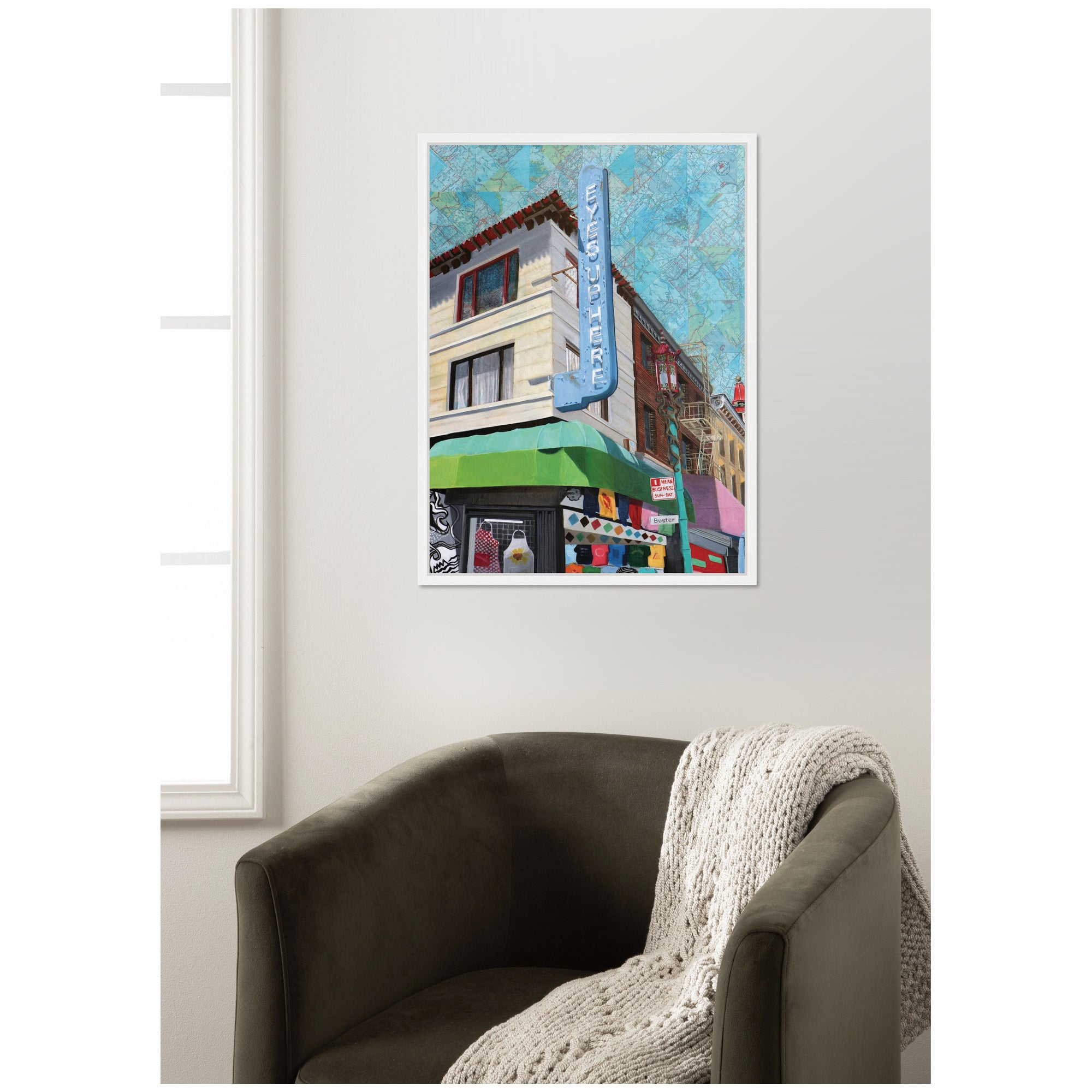 Eyes up Here by Krista V. Allenstein Framed Canvas Wall Art Print