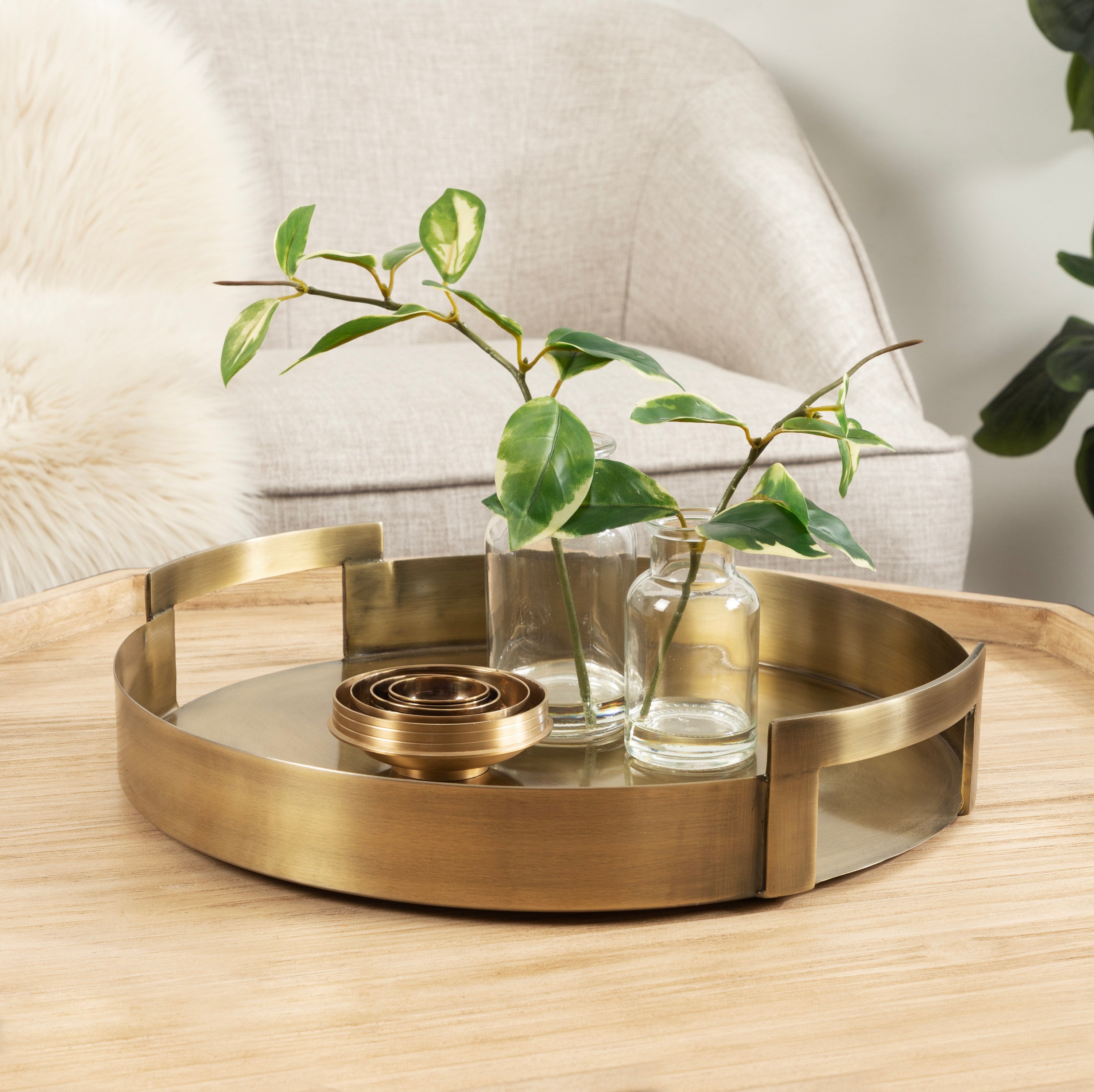 Single Tray Gold 15" Diameter 7