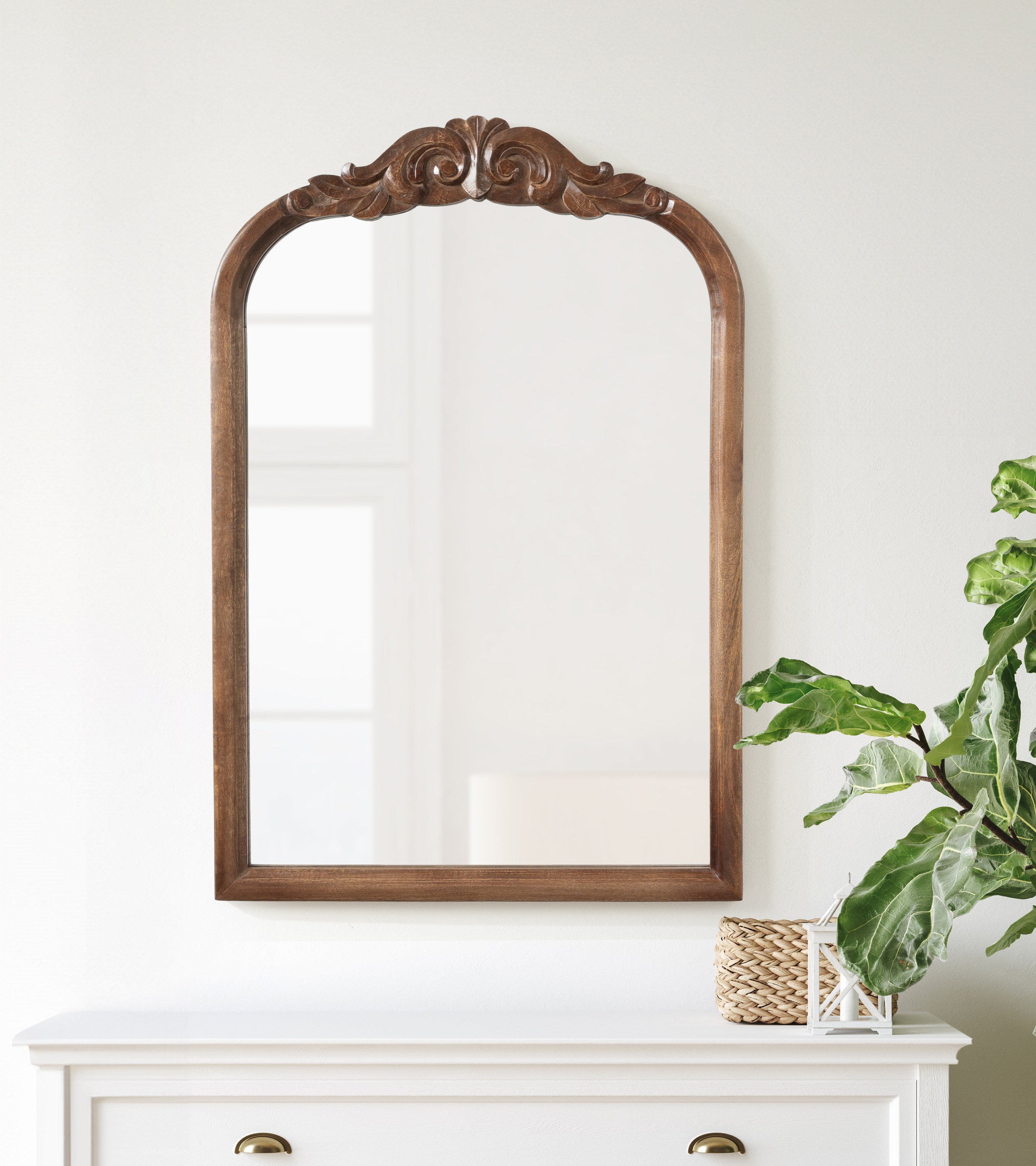 Arch Mirror Walnut Brown 24x36 7