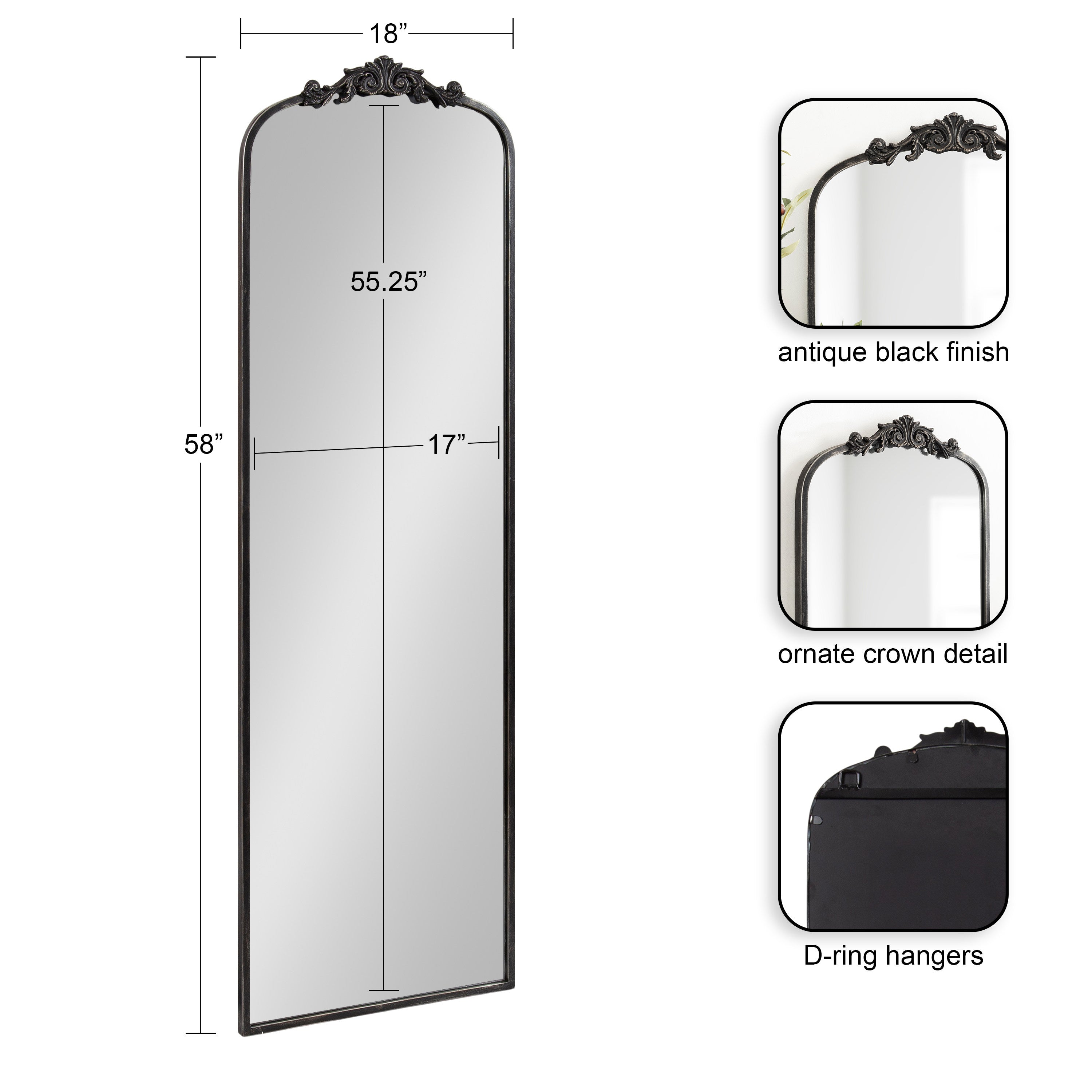 Full Length Mirror 18x58 Black 2