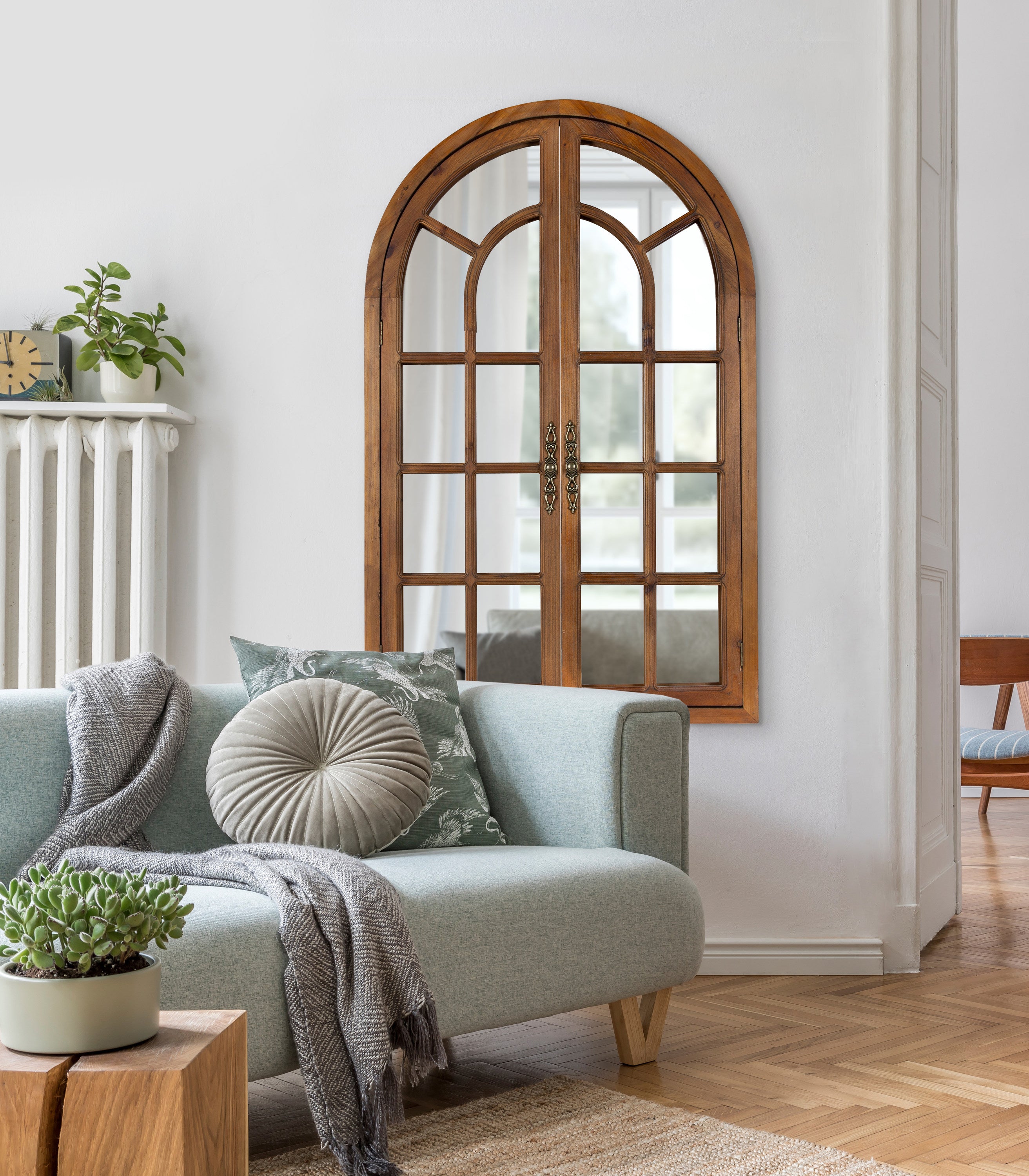Boldmere Wood Windowpane Arch Mirror