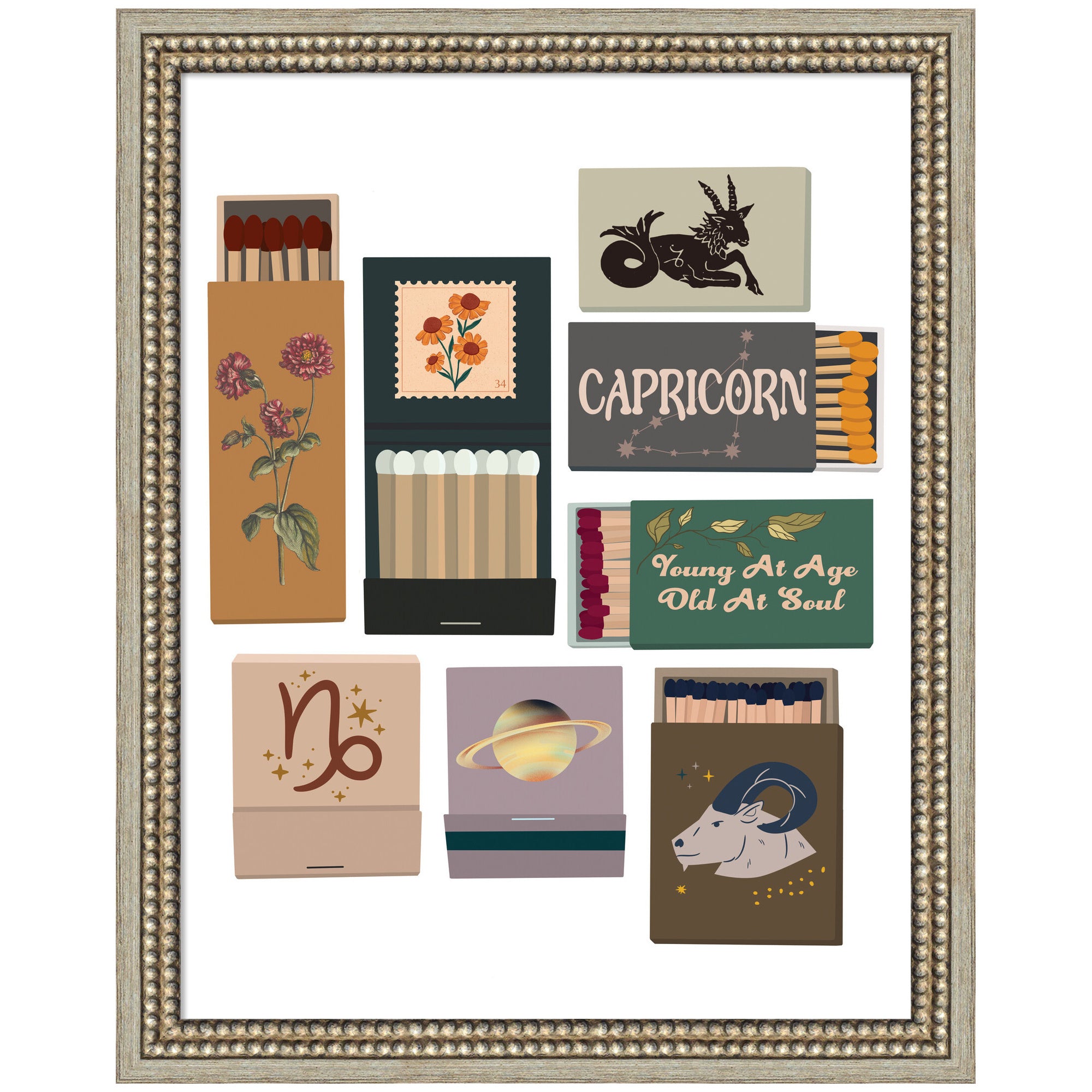 Capricorn Matchbooks 14x18 FC by Megan Ryan Framed Wall Art Print