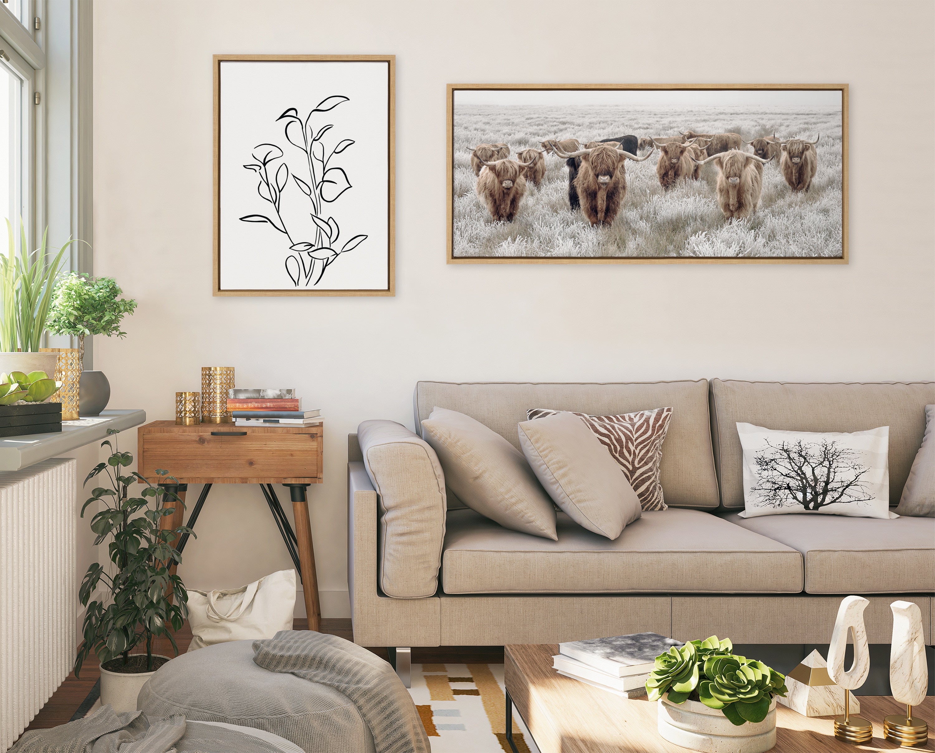 Framed Canvas Sylvie Natural 18x40 6
