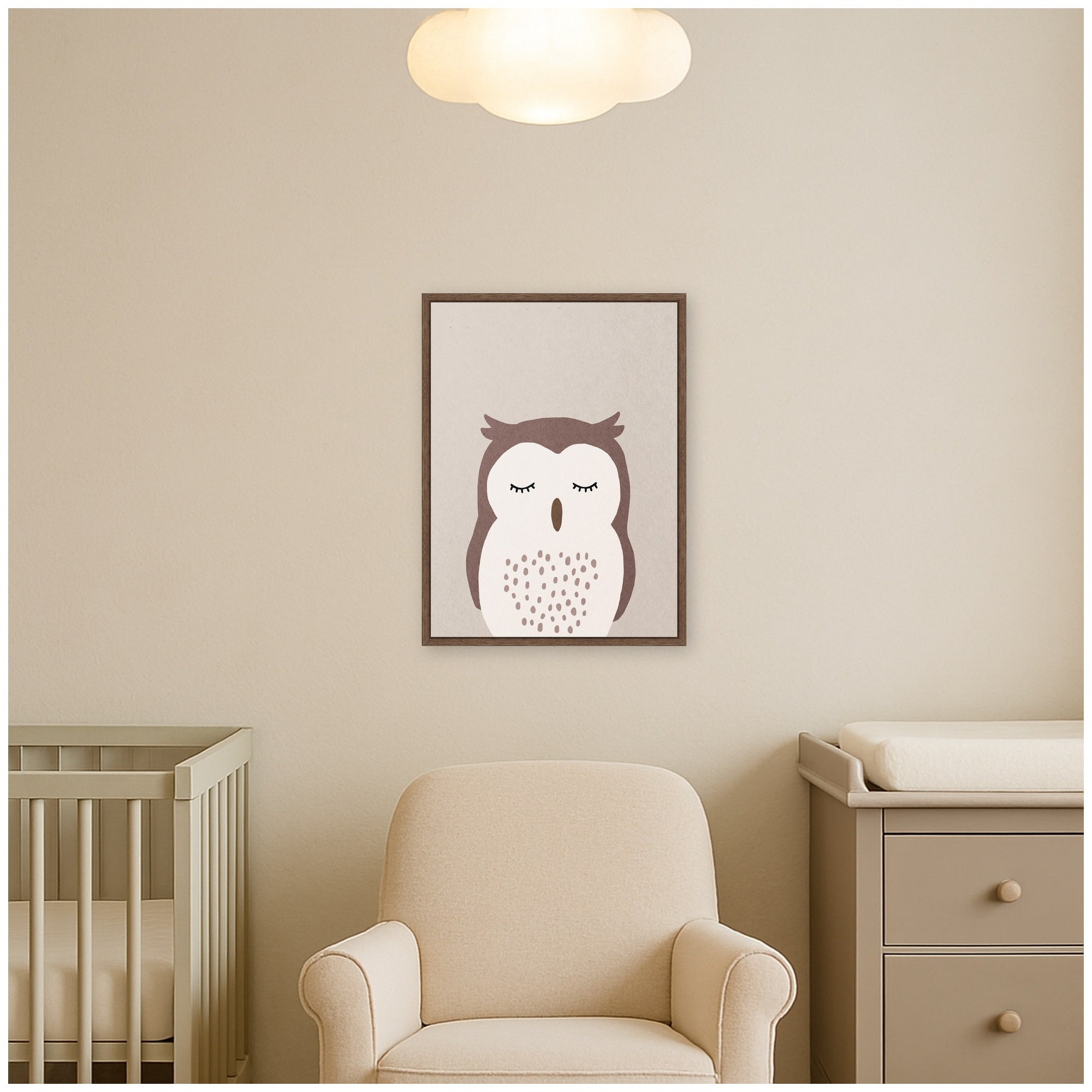 Owl by July Art Prints Framed Canvas Wall Art Print
