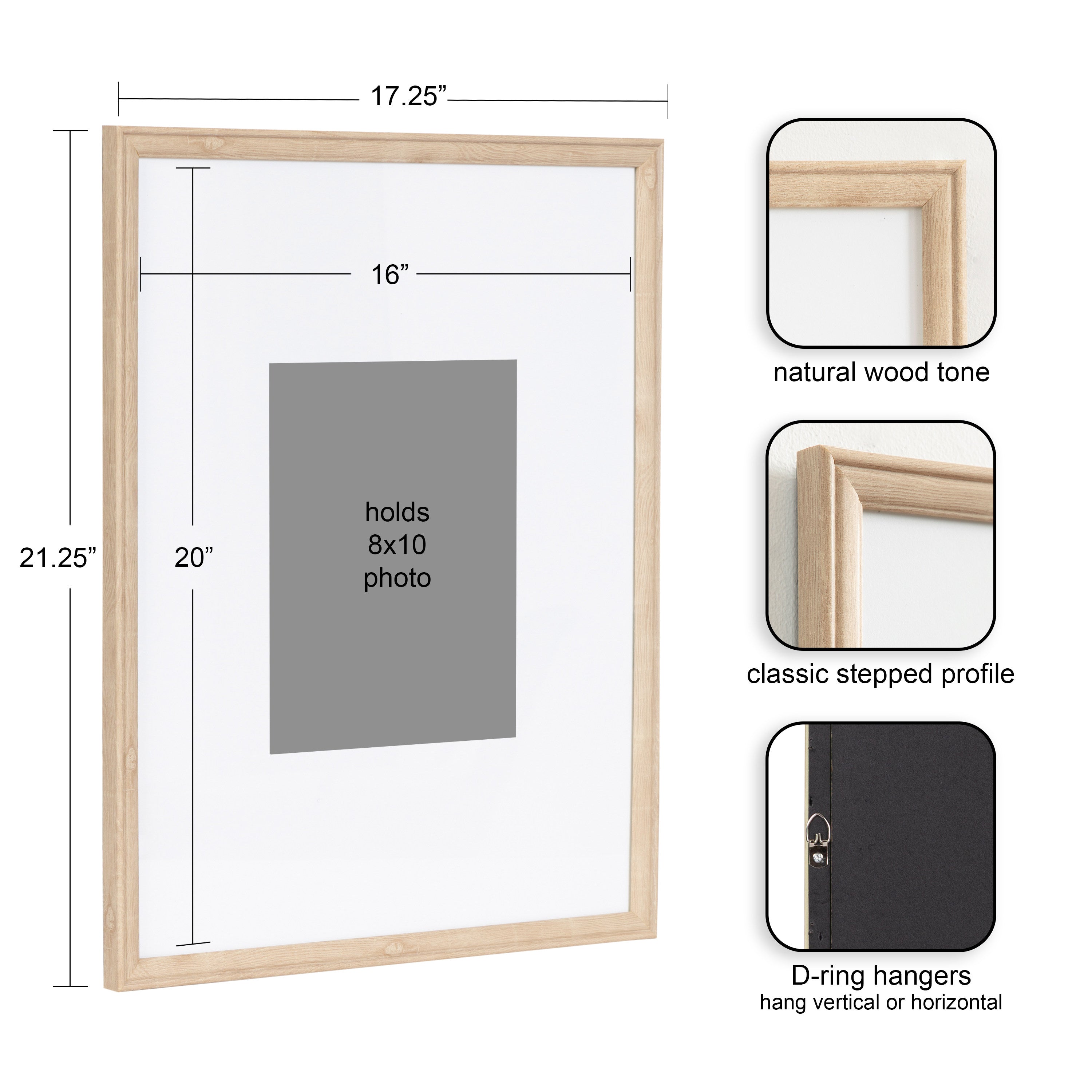 Wall Frame Natural 16x20 matted to 8x10 2