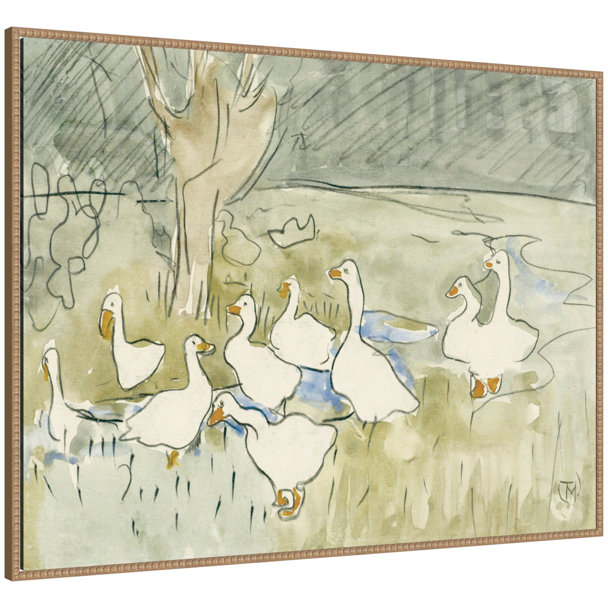 Ducks 1917 Theo van Hoytema by Nostalgia Prints Framed Canvas Wall Art Print