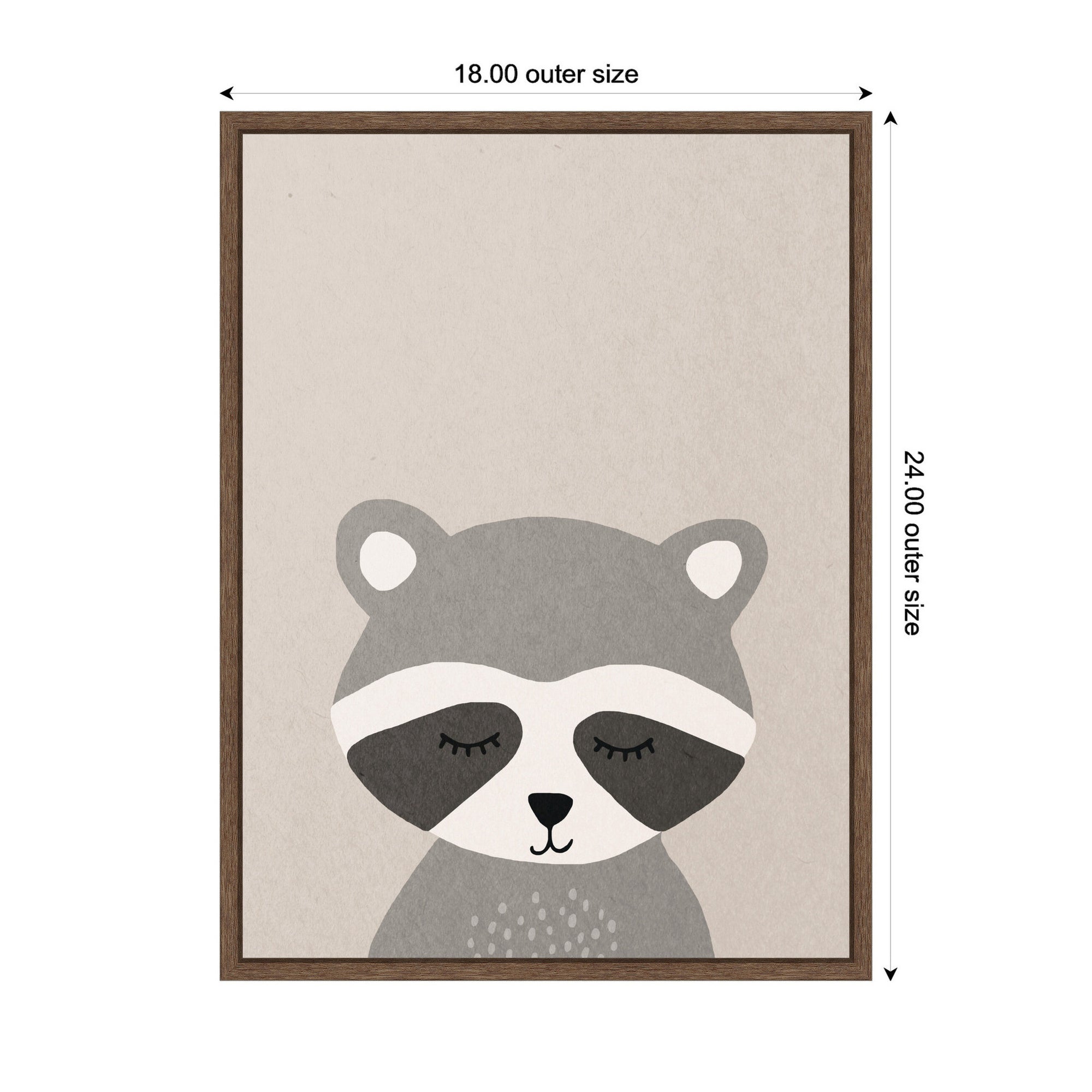 Raccoon by July Art Prints Framed Canvas Wall Art Print