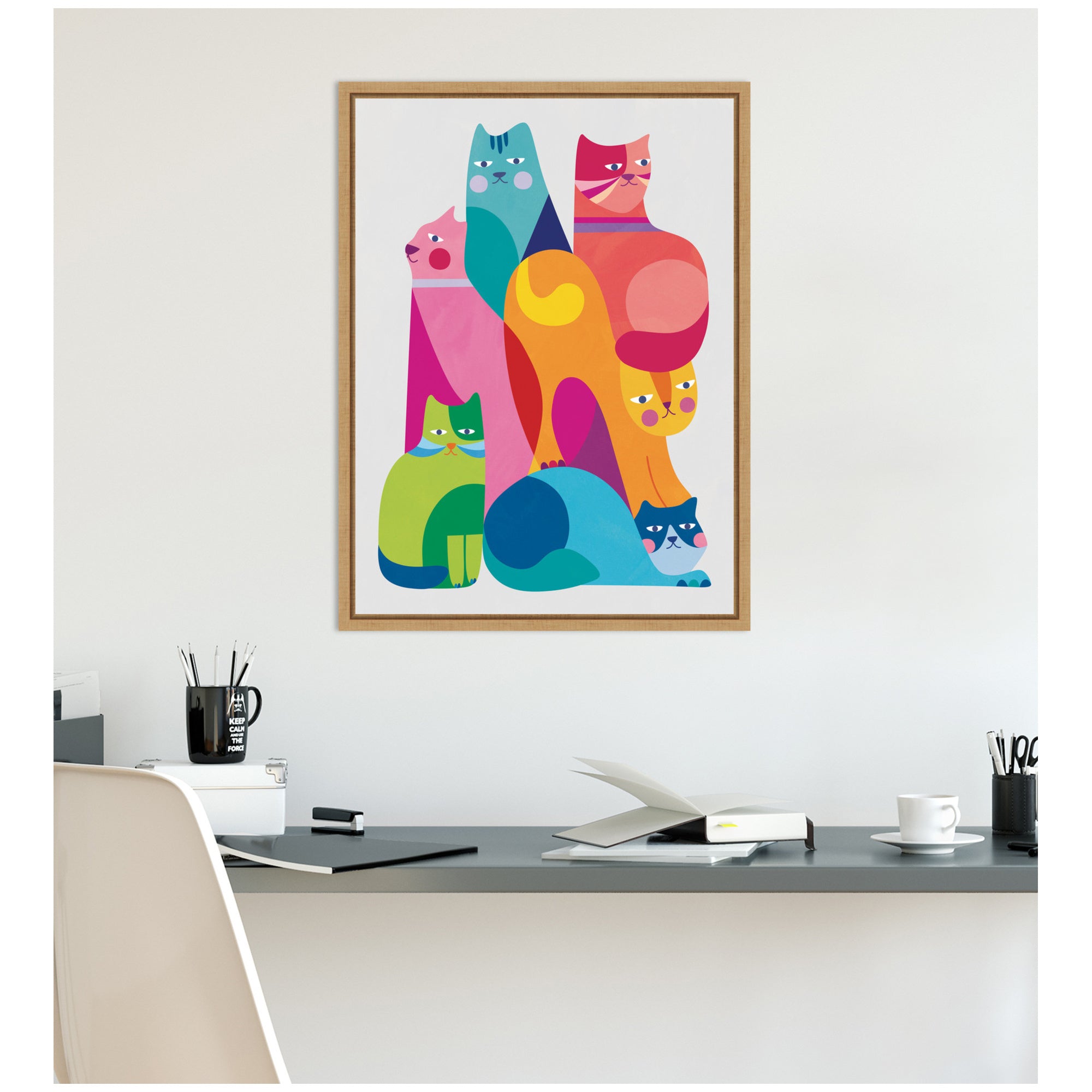 Modern Abstract Cats by Rachel Lee Framed Canvas Wall Art Print