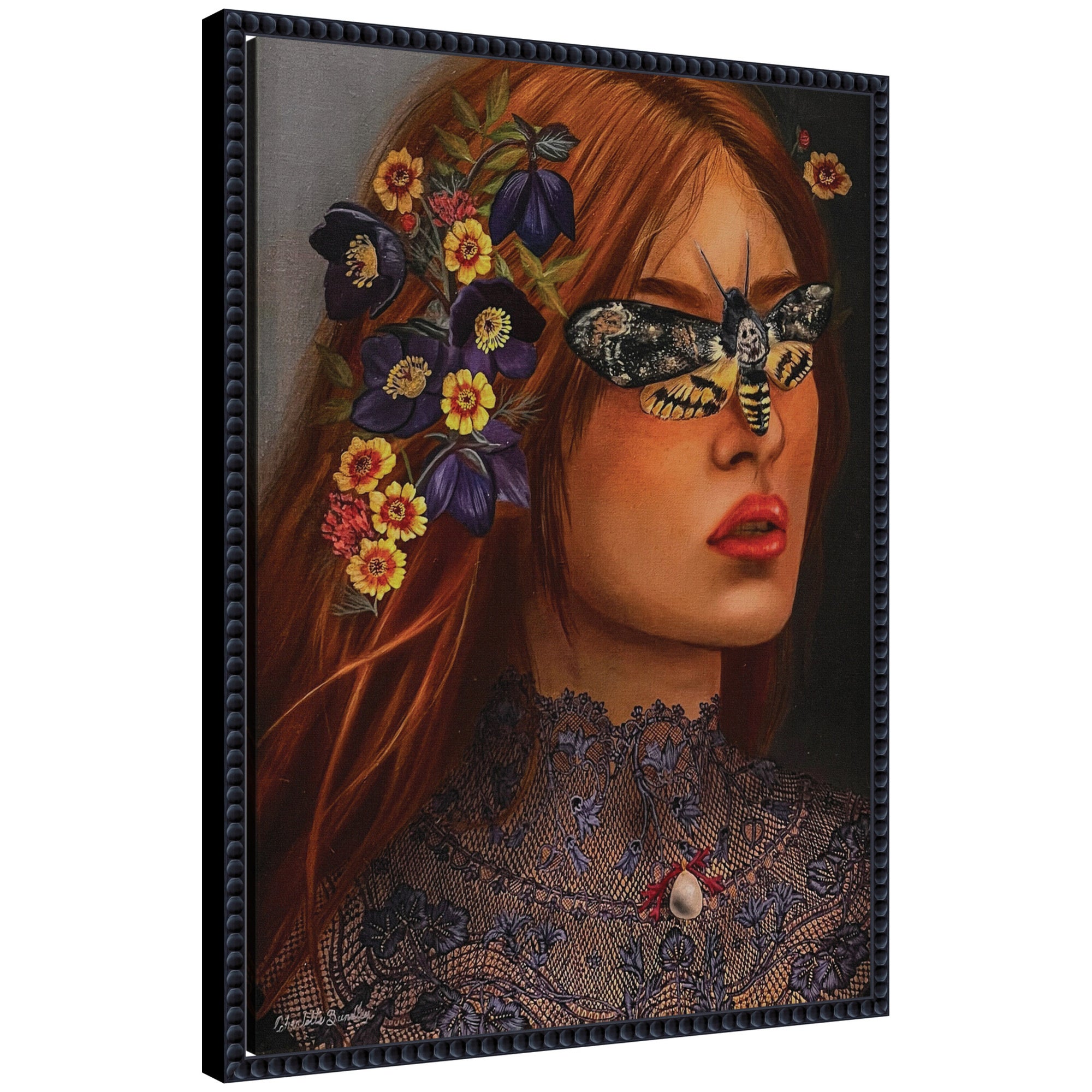 Framed Canvas Sylvie Beaded Black 18x24 1