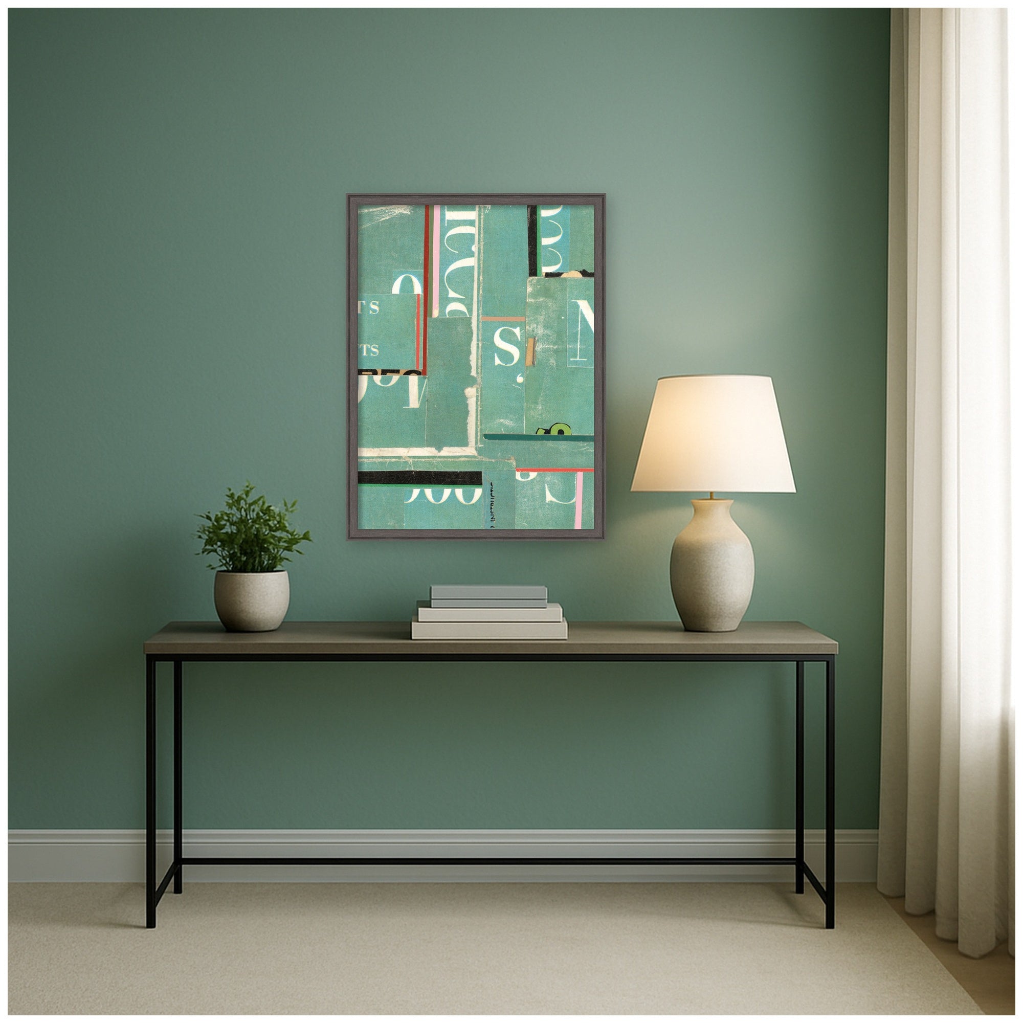 Typography Green by Felicia Dadak Framed Mounted Canvas Wall Art Print