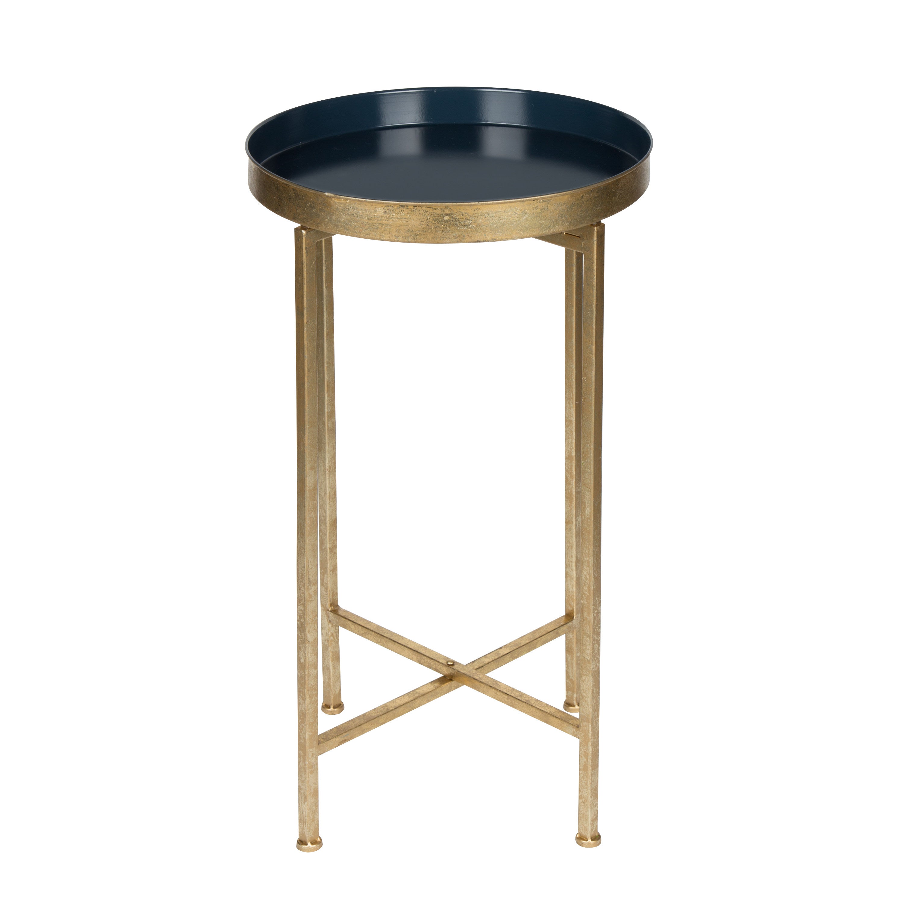 Tea Table Gold Navy Blue 14x14x26 2